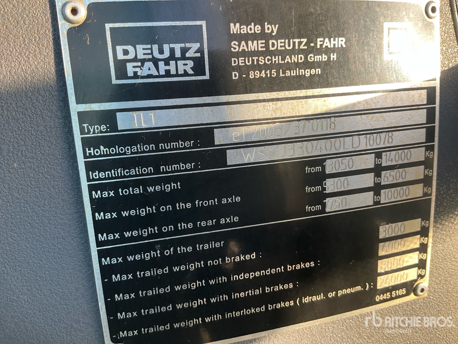 General Appearance with Serial Number / VIN