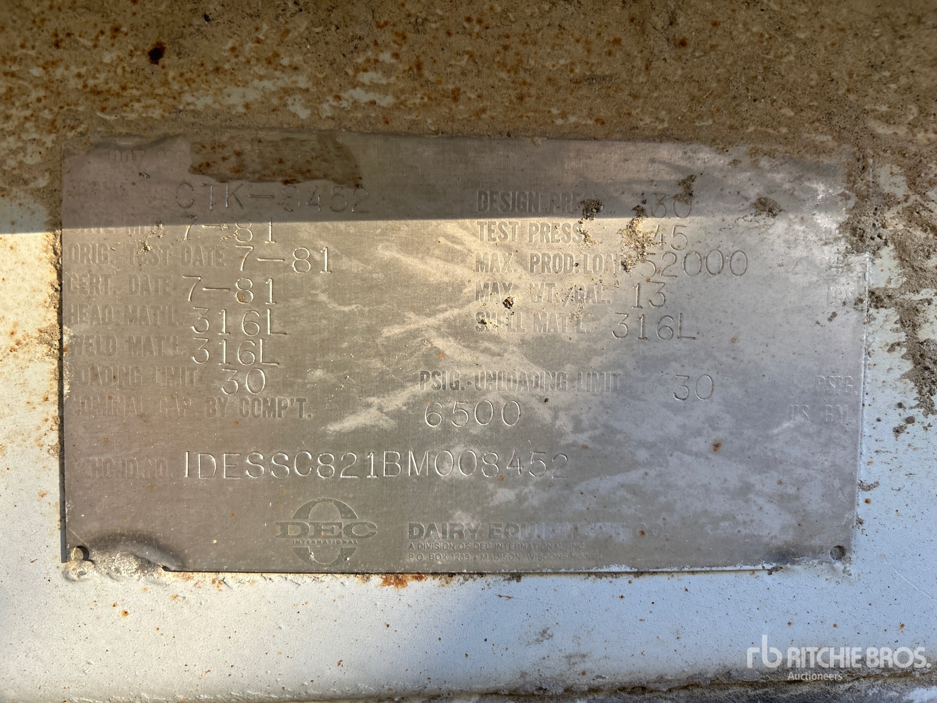 General Appearance with Serial Number / VIN