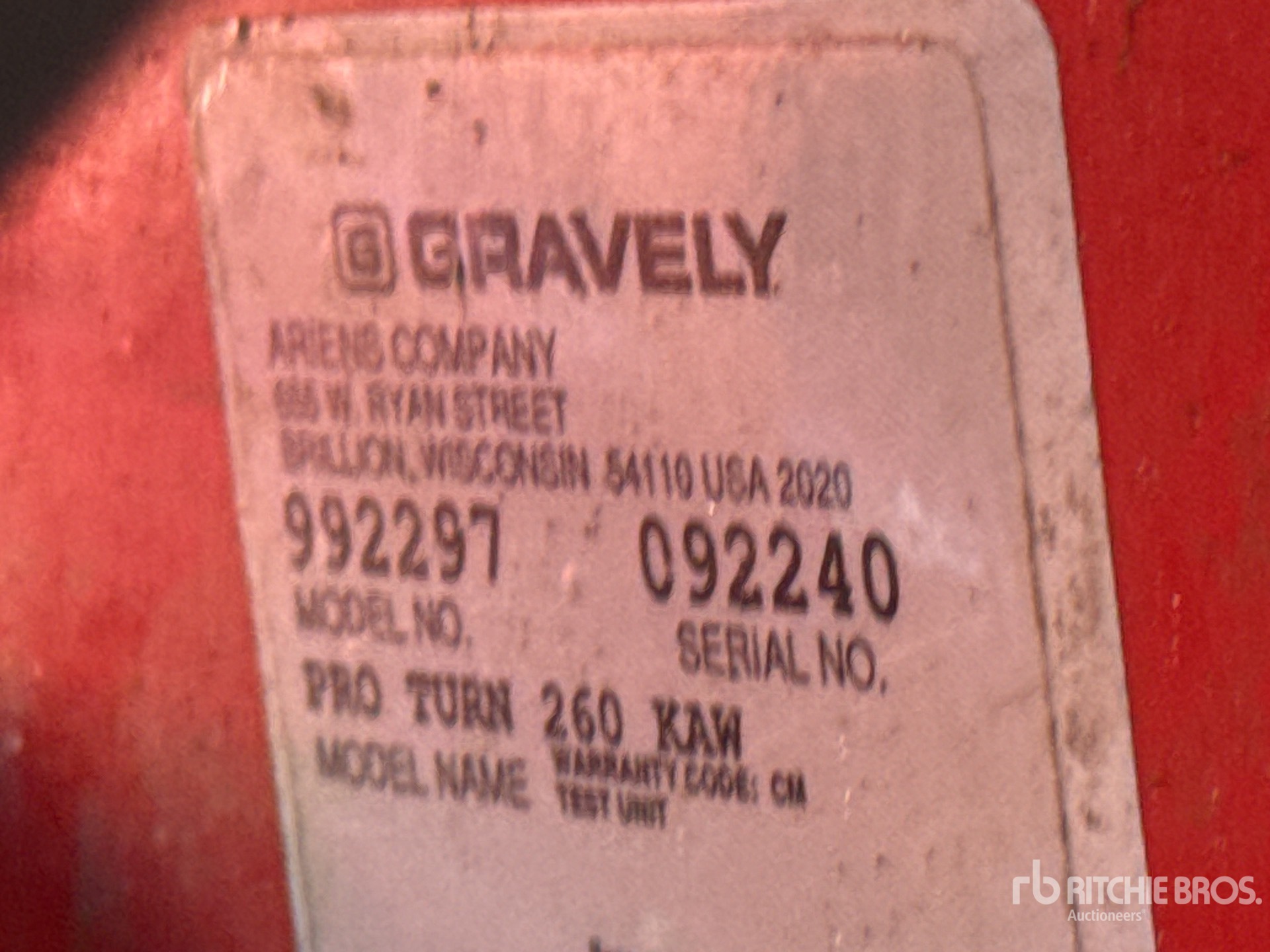 General Appearance with Serial Number / VIN