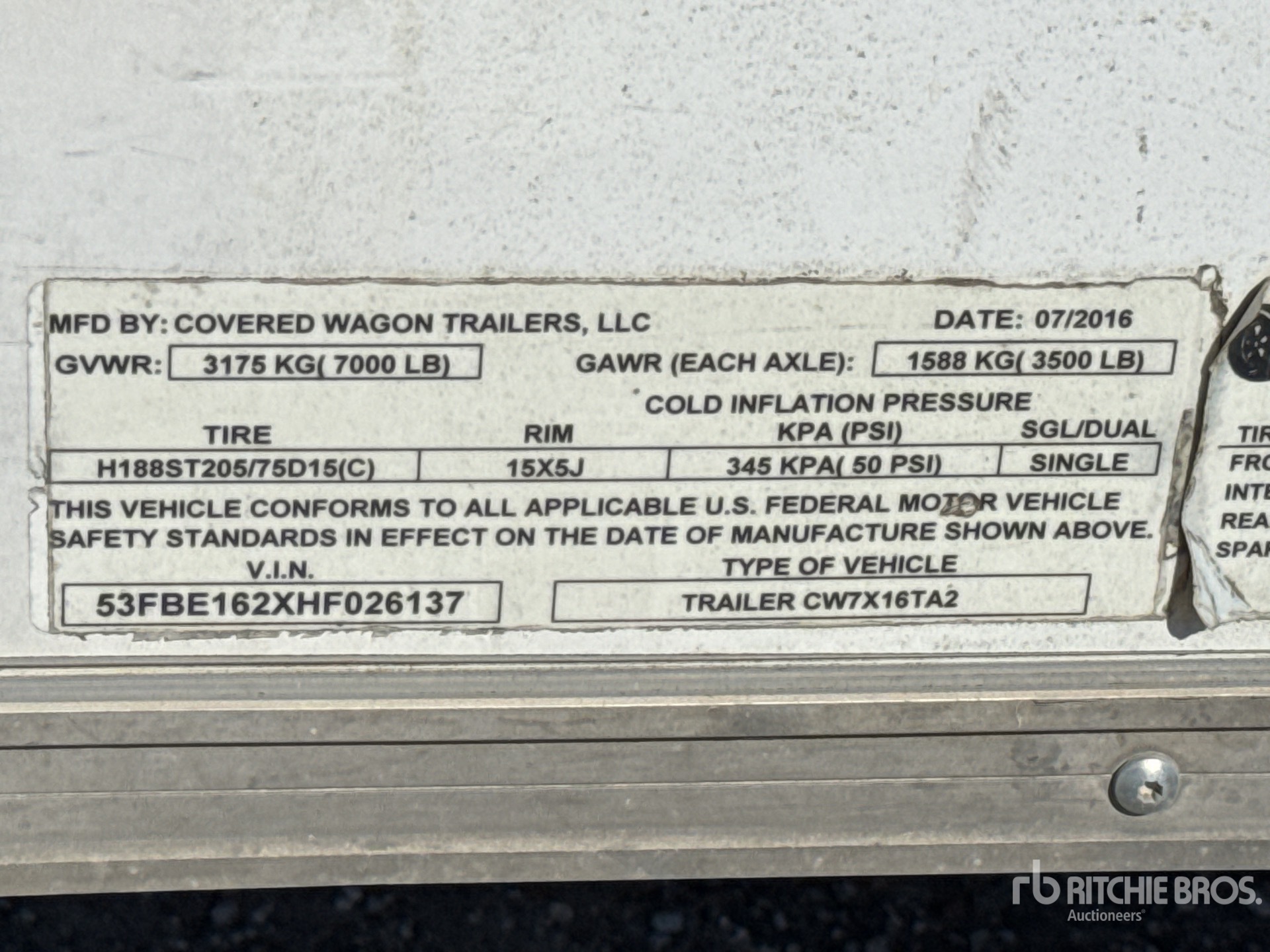 General Appearance with Serial Number / VIN