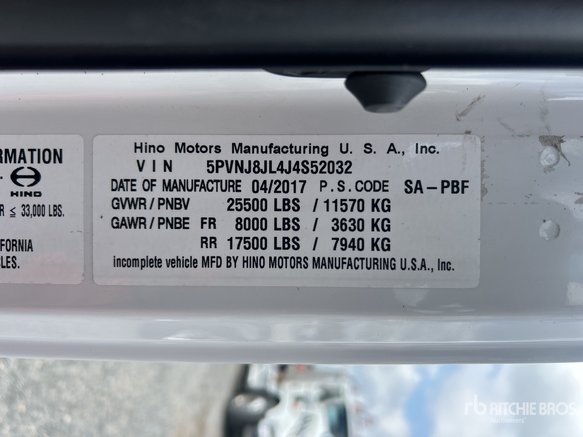 General Appearance with Serial Number / VIN