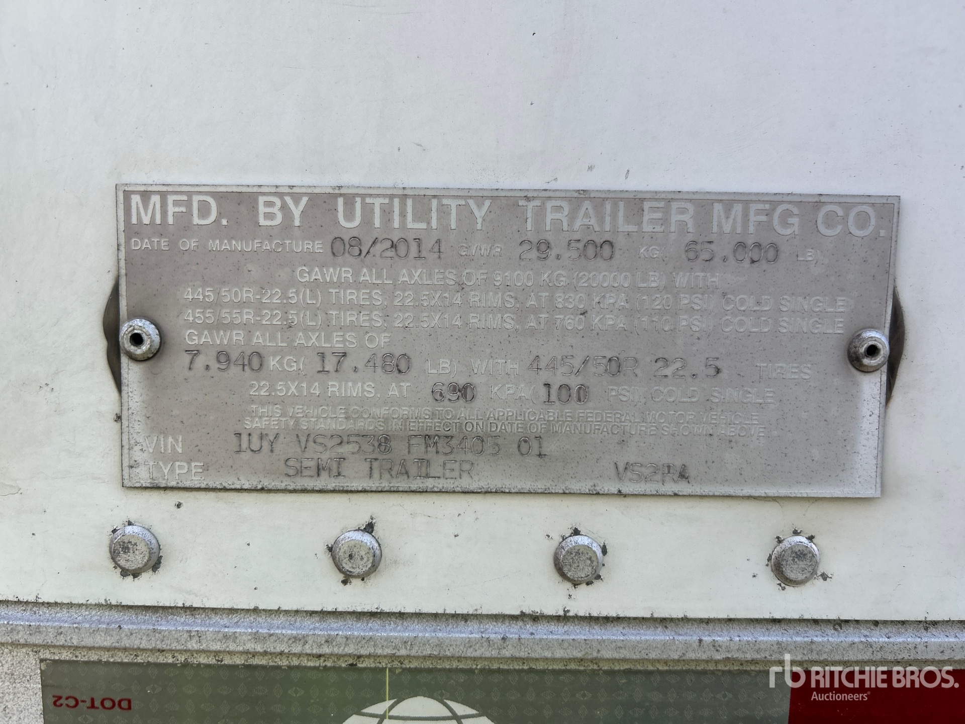 General Appearance with Serial Number / VIN