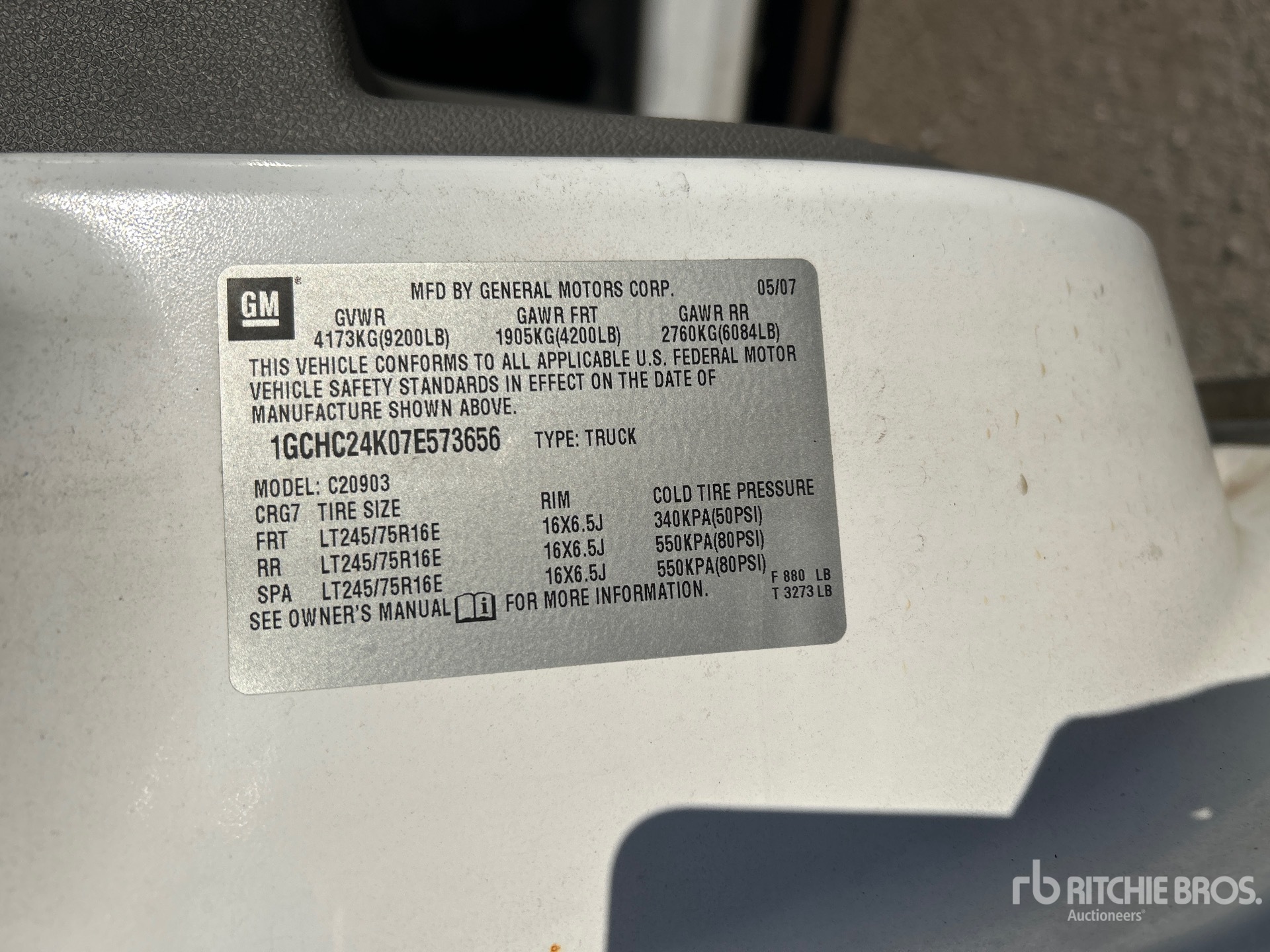 General Appearance with Serial Number / VIN