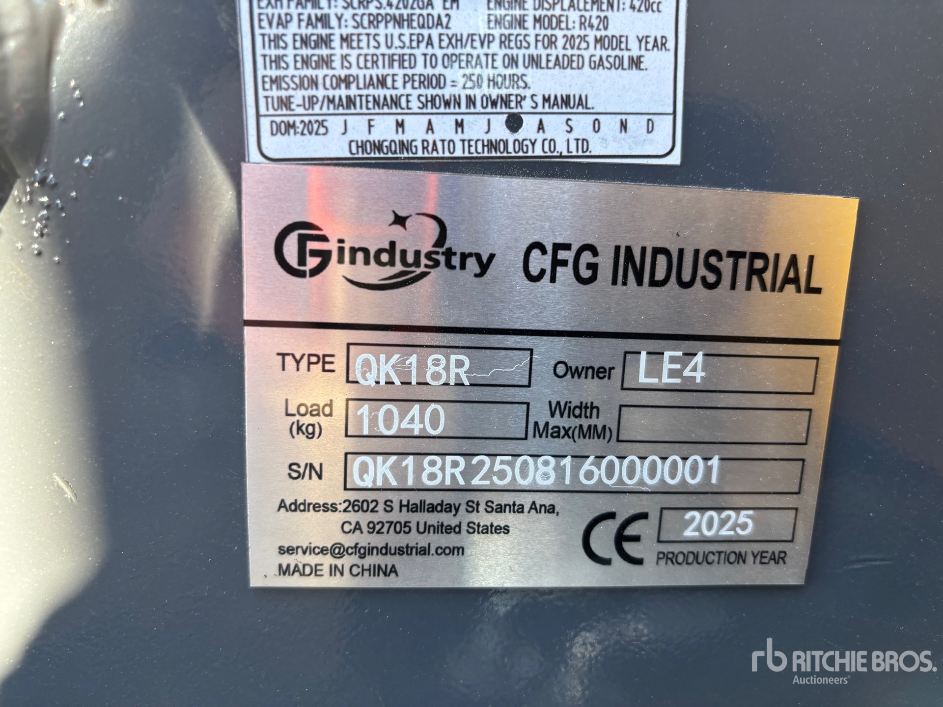 General Appearance with Serial Number / VIN