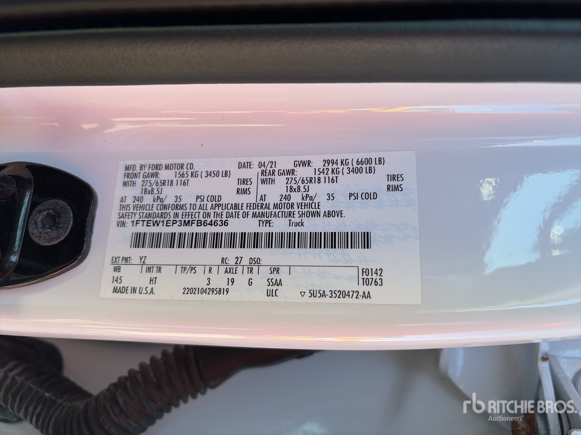 General Appearance with Numéro de série/Numéro d'identification du véhicule automobile