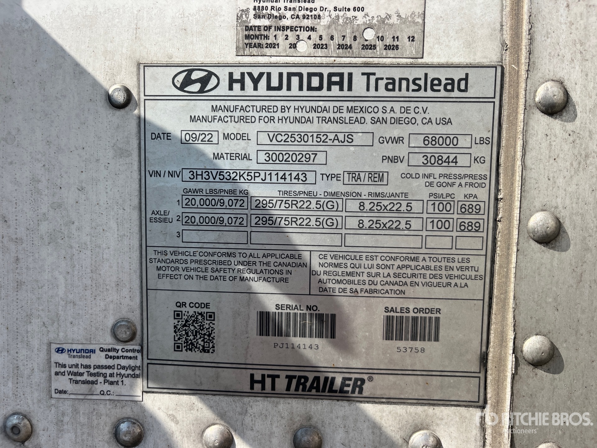 General Appearance with Serial Number / VIN