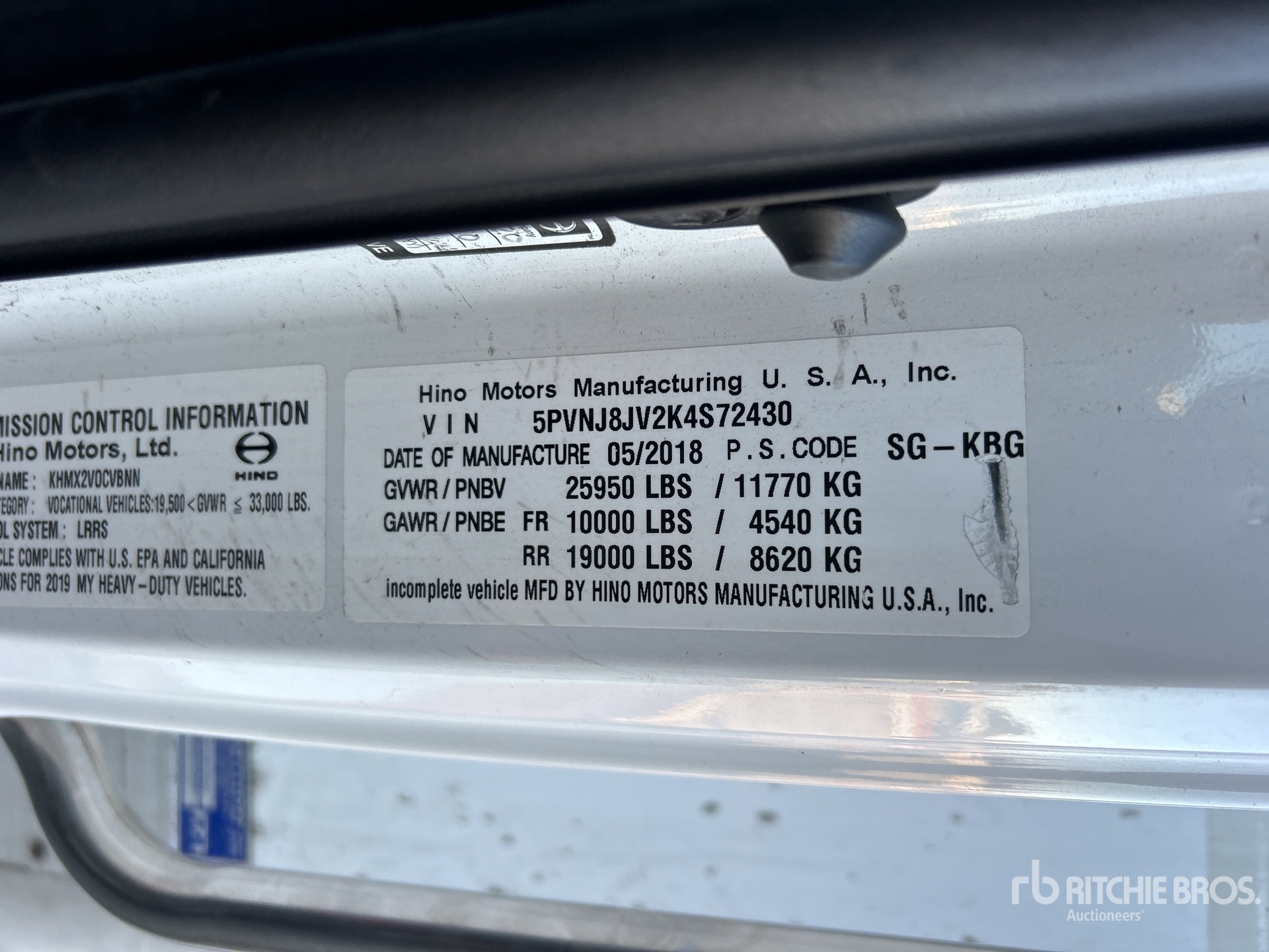 General Appearance with Serial Number / VIN