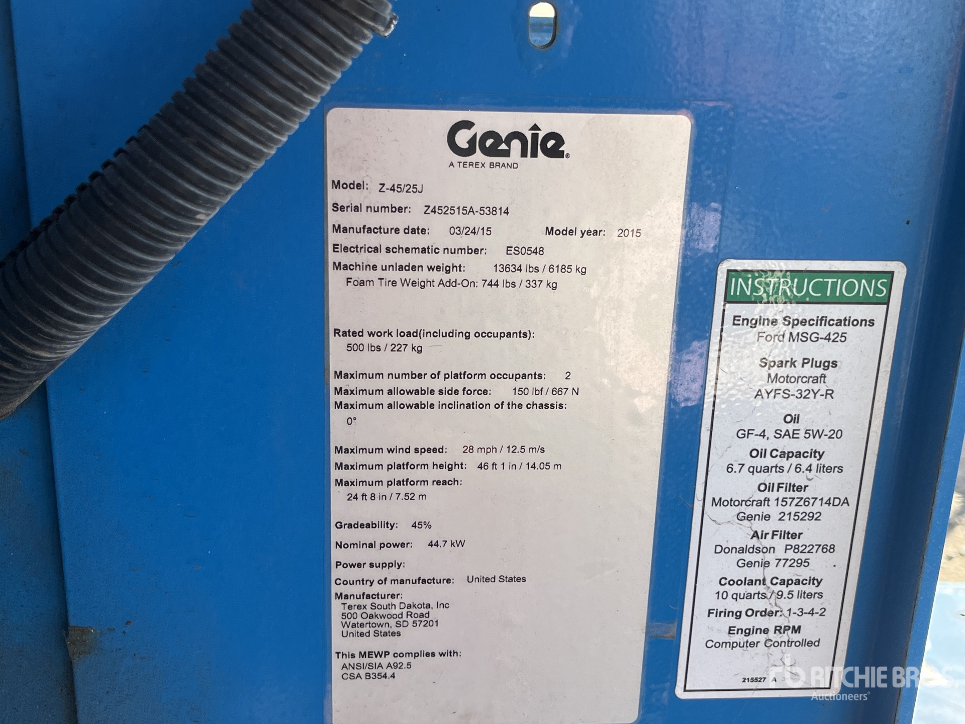 General Appearance with Serial Number / VIN