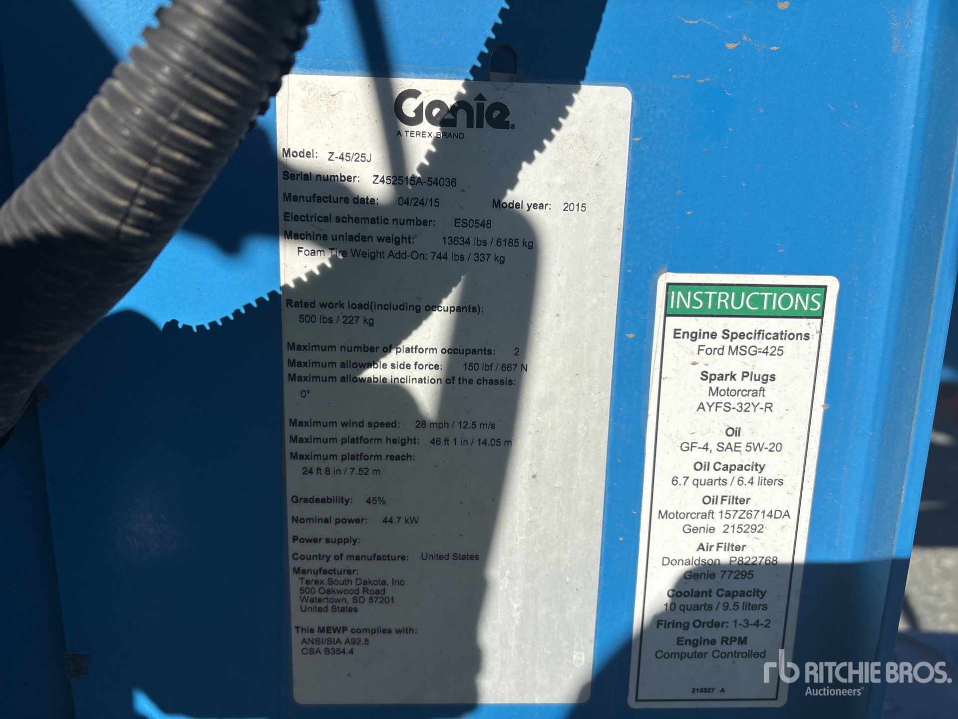 General Appearance with Serial Number / VIN