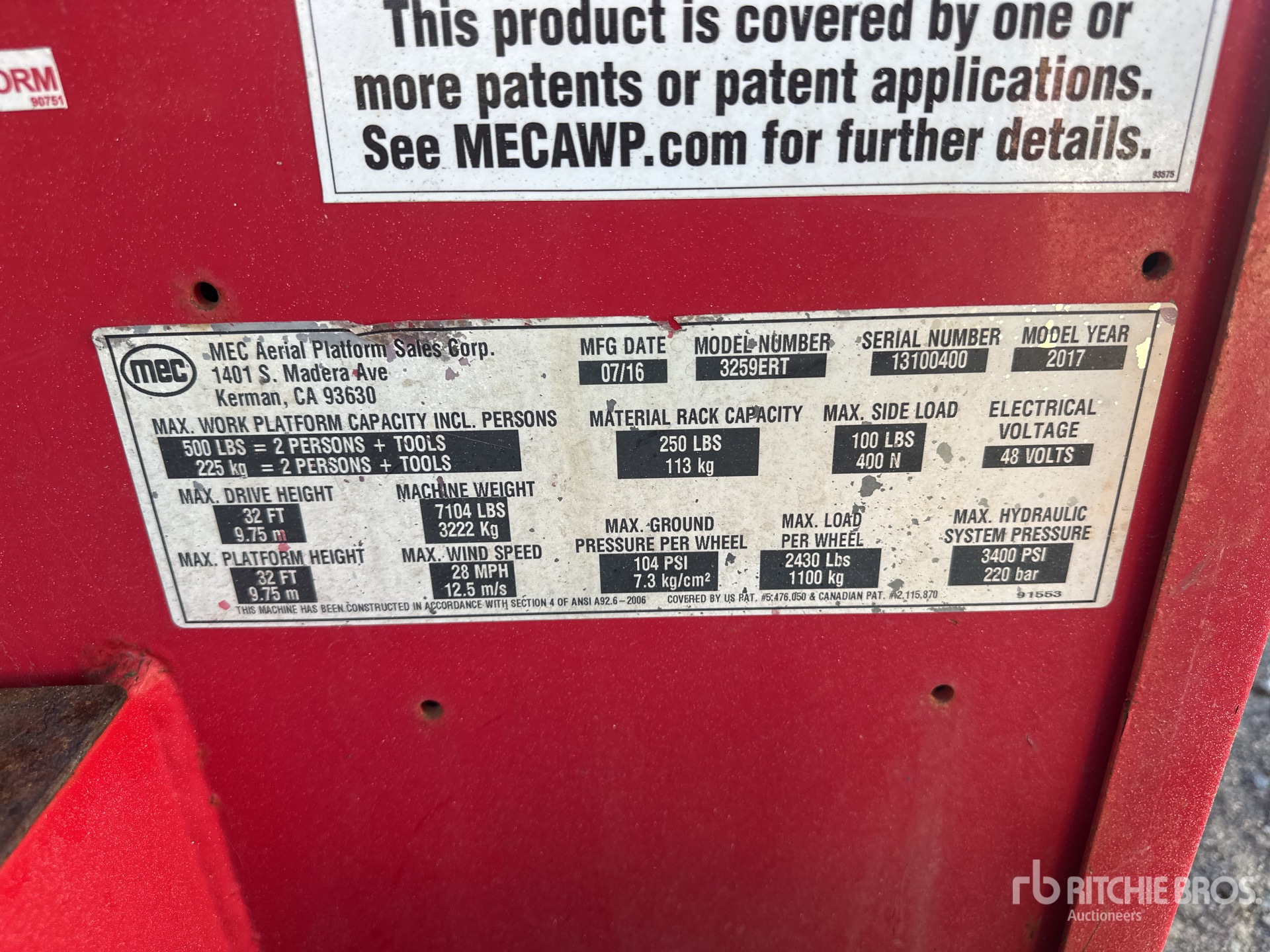 General Appearance with Serial Number / VIN