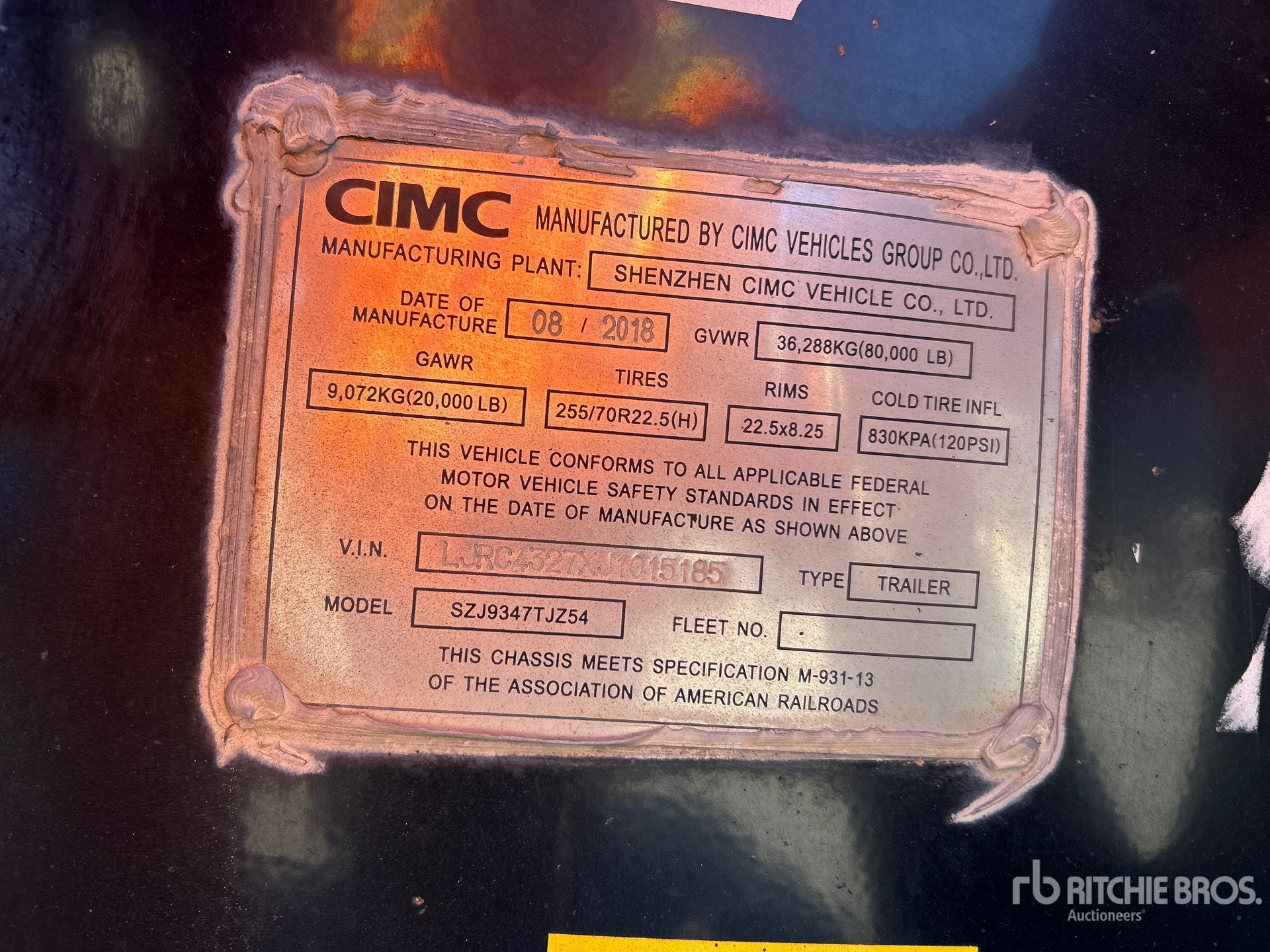 General Appearance with Serial Number / VIN