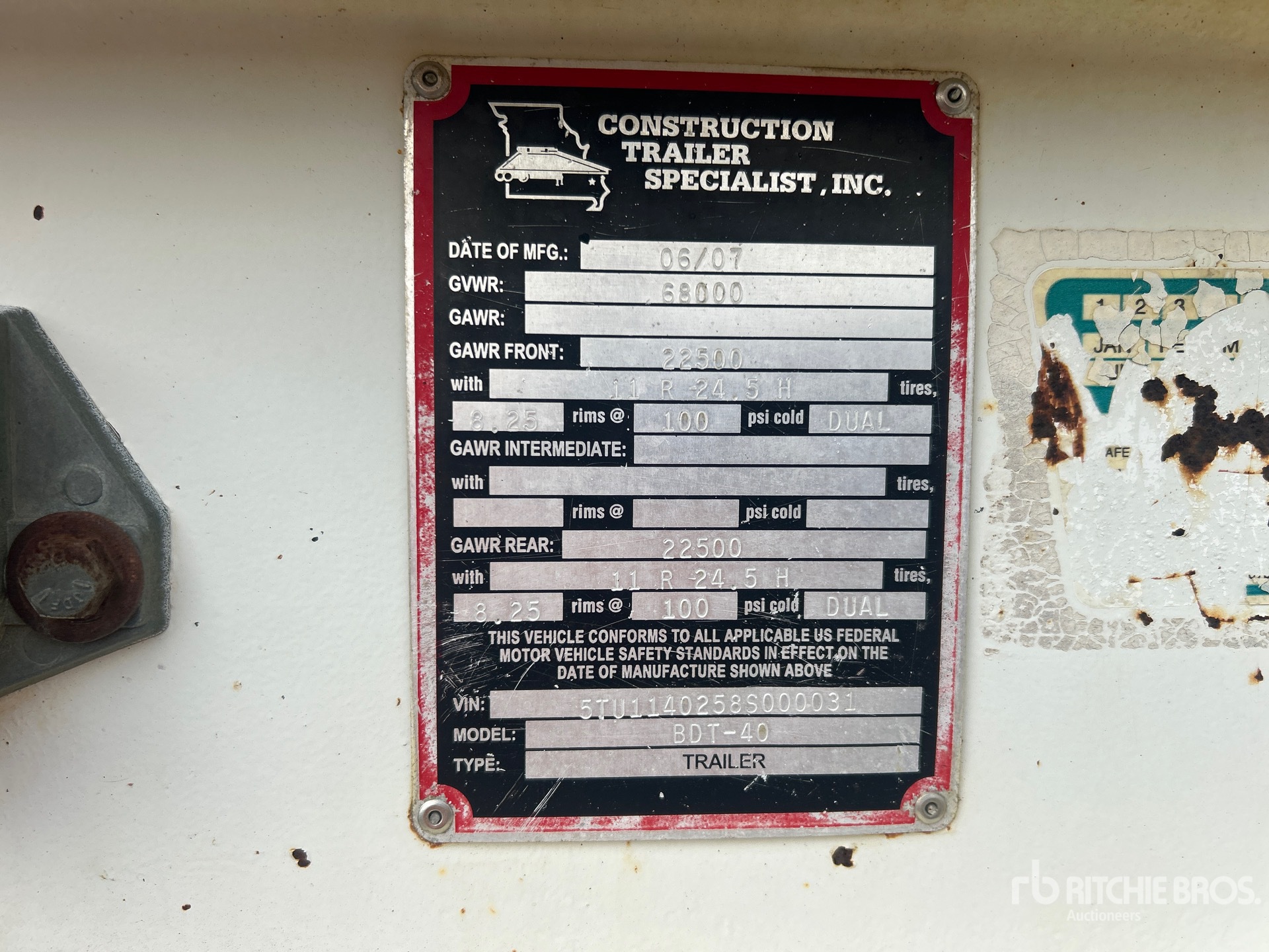 General Appearance with Serial Number / VIN