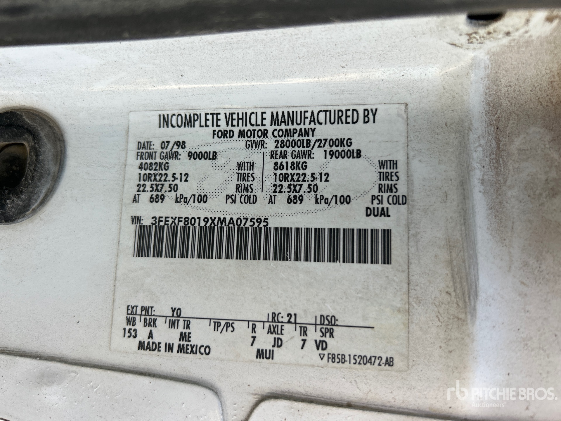 General Appearance with Serial Number / VIN