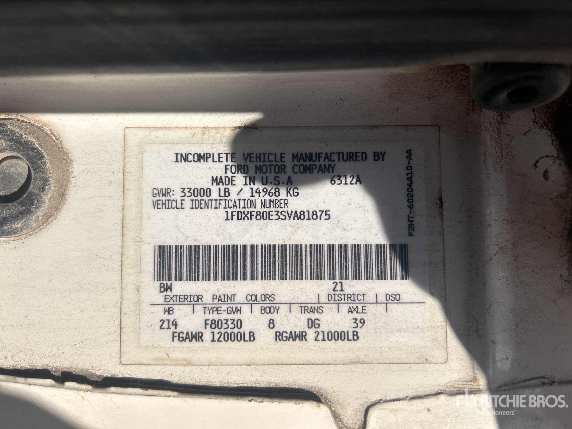 General Appearance with Serial Number / VIN