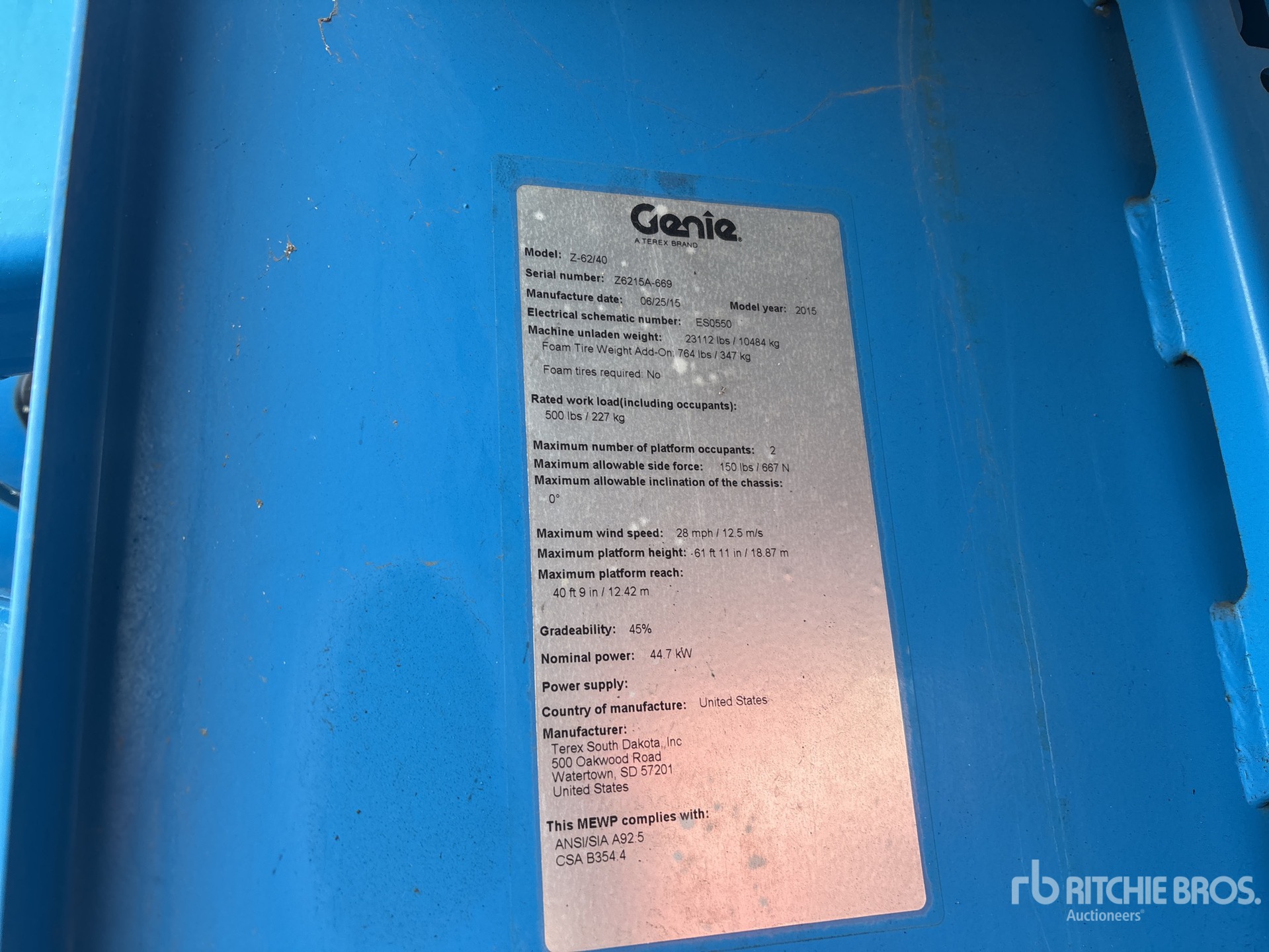 General Appearance with Serial Number / VIN