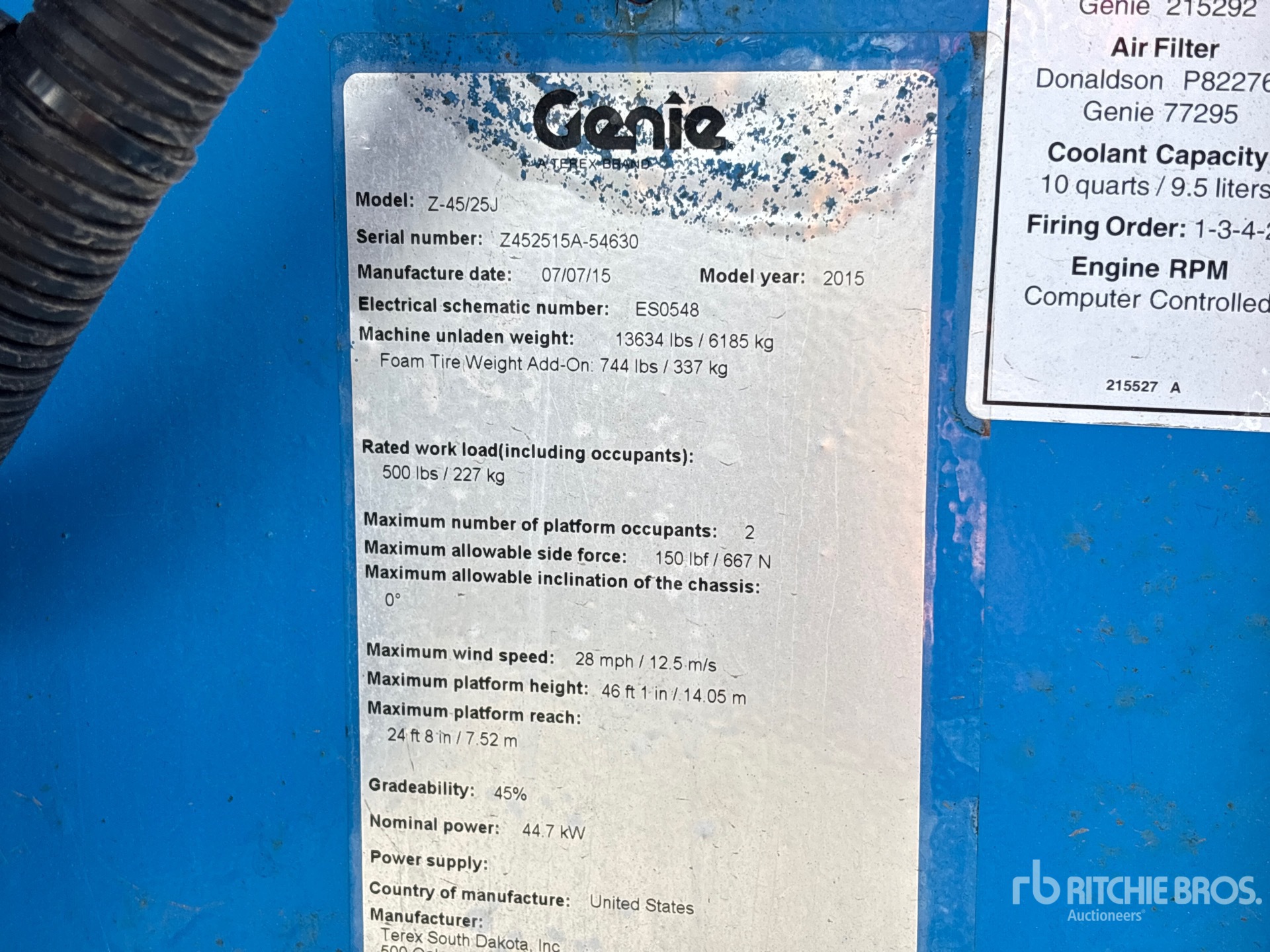 General Appearance with N.º de serie/VIN