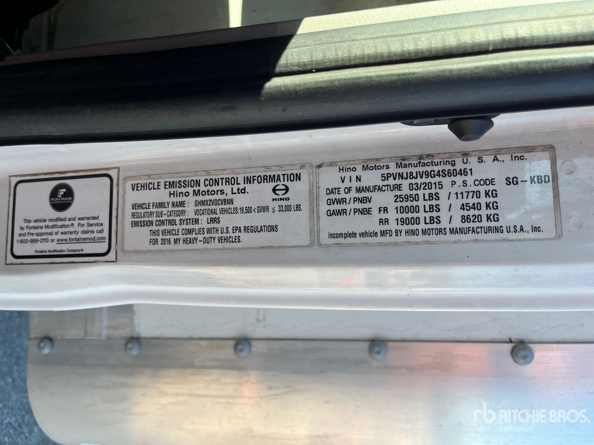 General Appearance with Serial Number / VIN