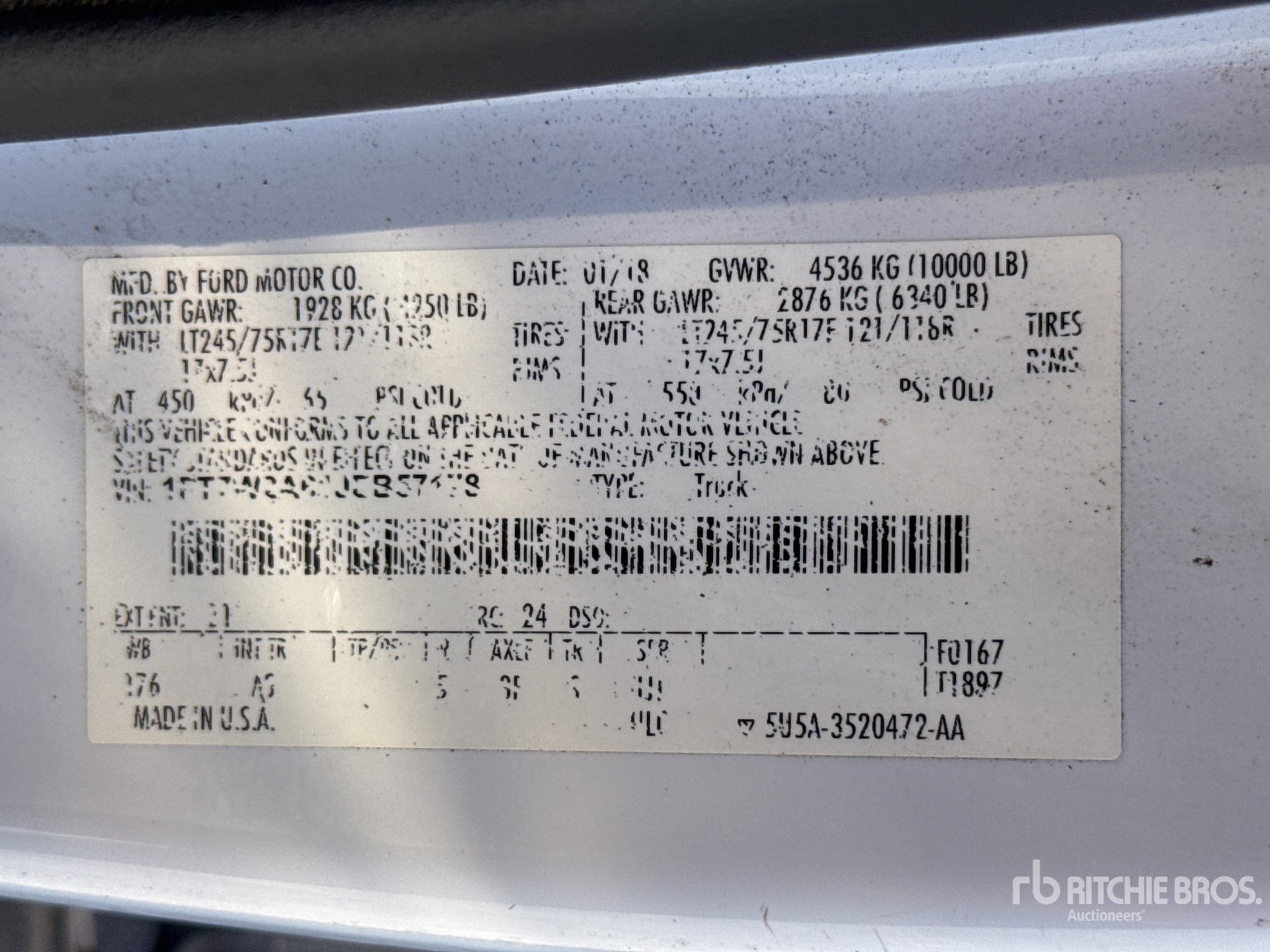 General Appearance with Serial Number / VIN