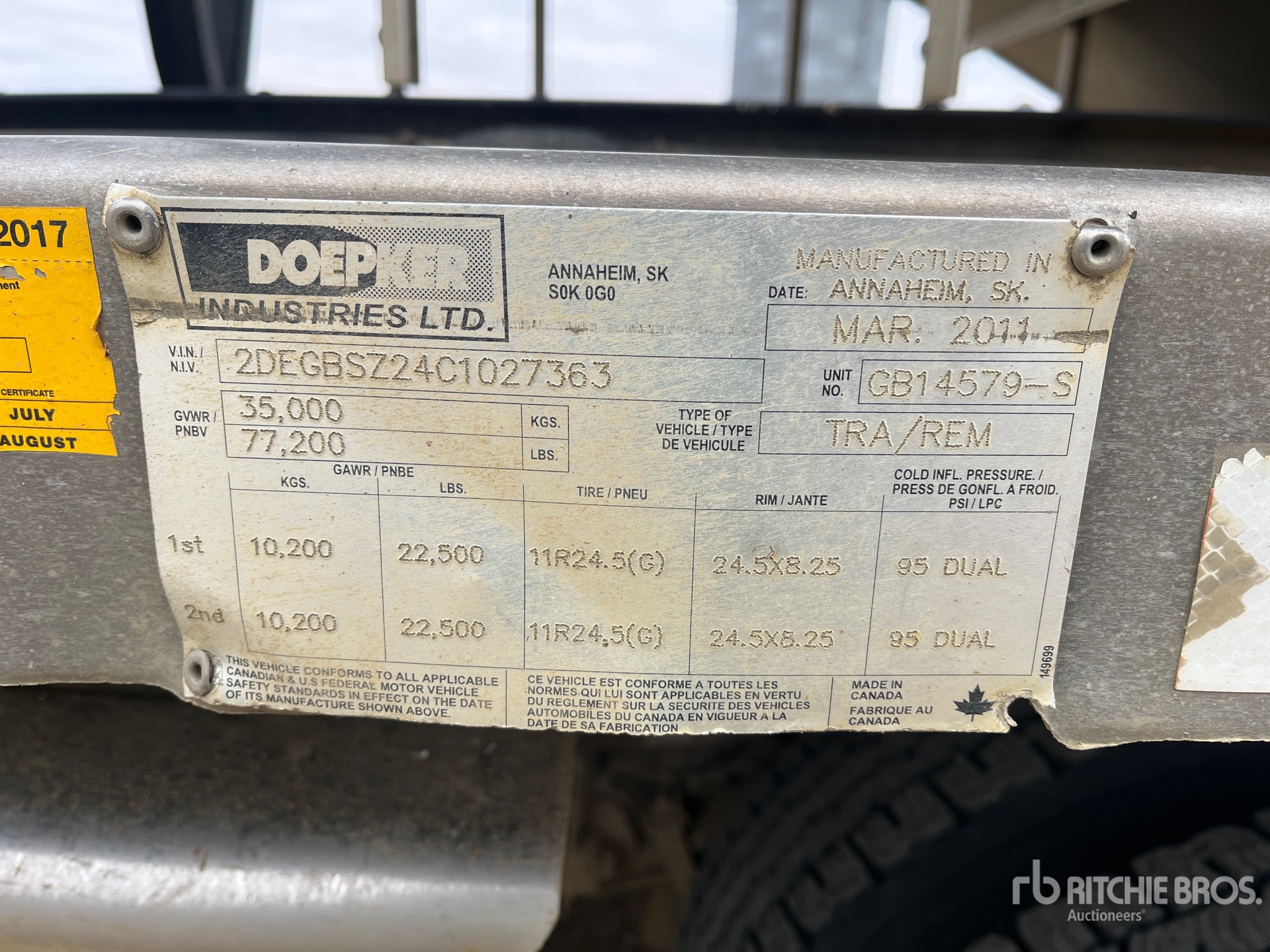 General Appearance with Serial Number / VIN