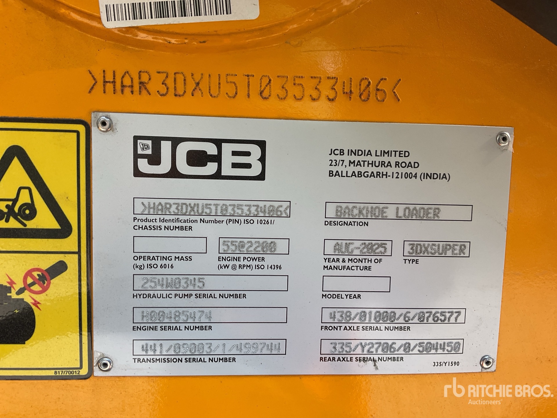 General Appearance with Serial Number / VIN