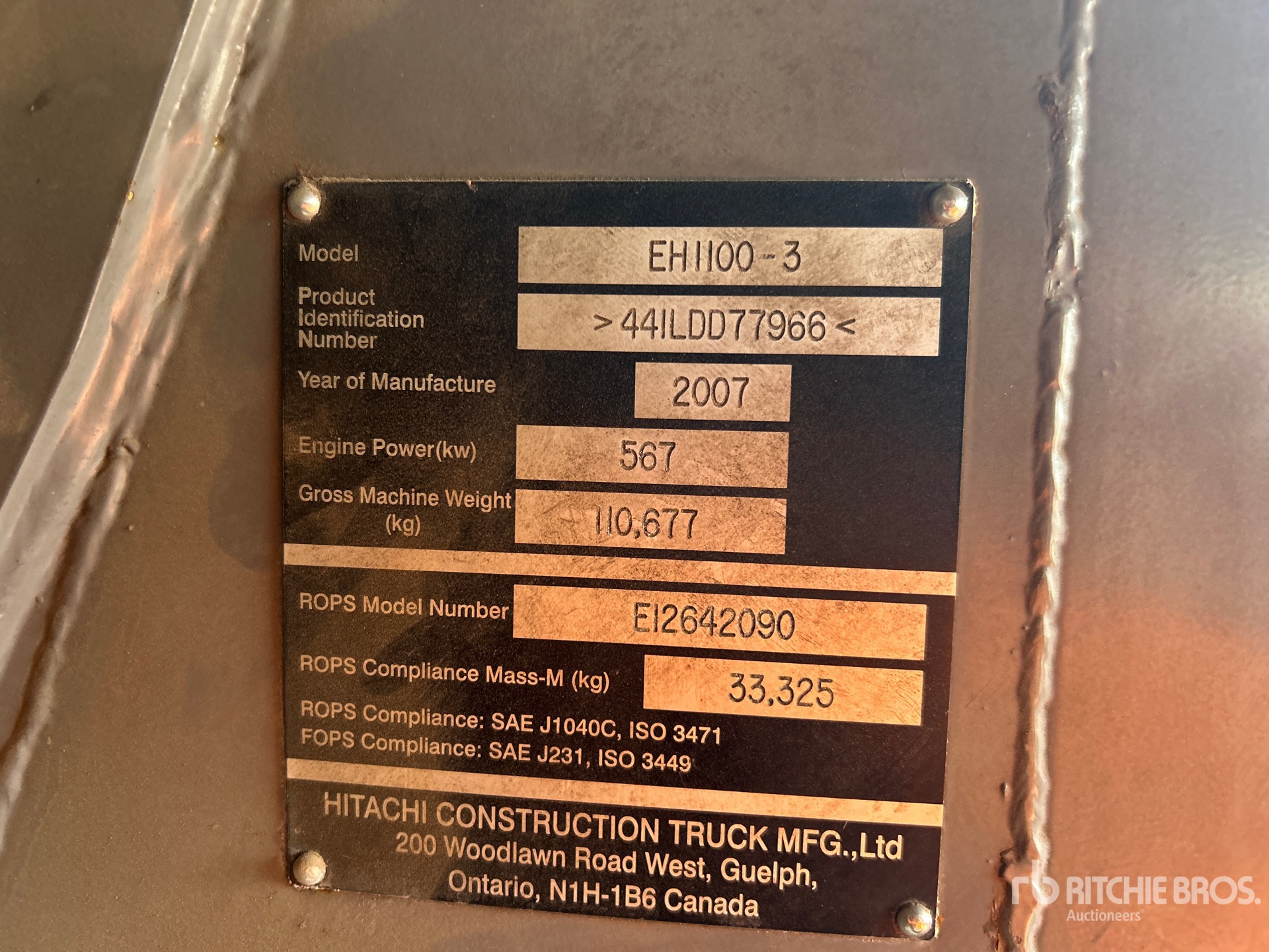 General Appearance with Serial Number / VIN