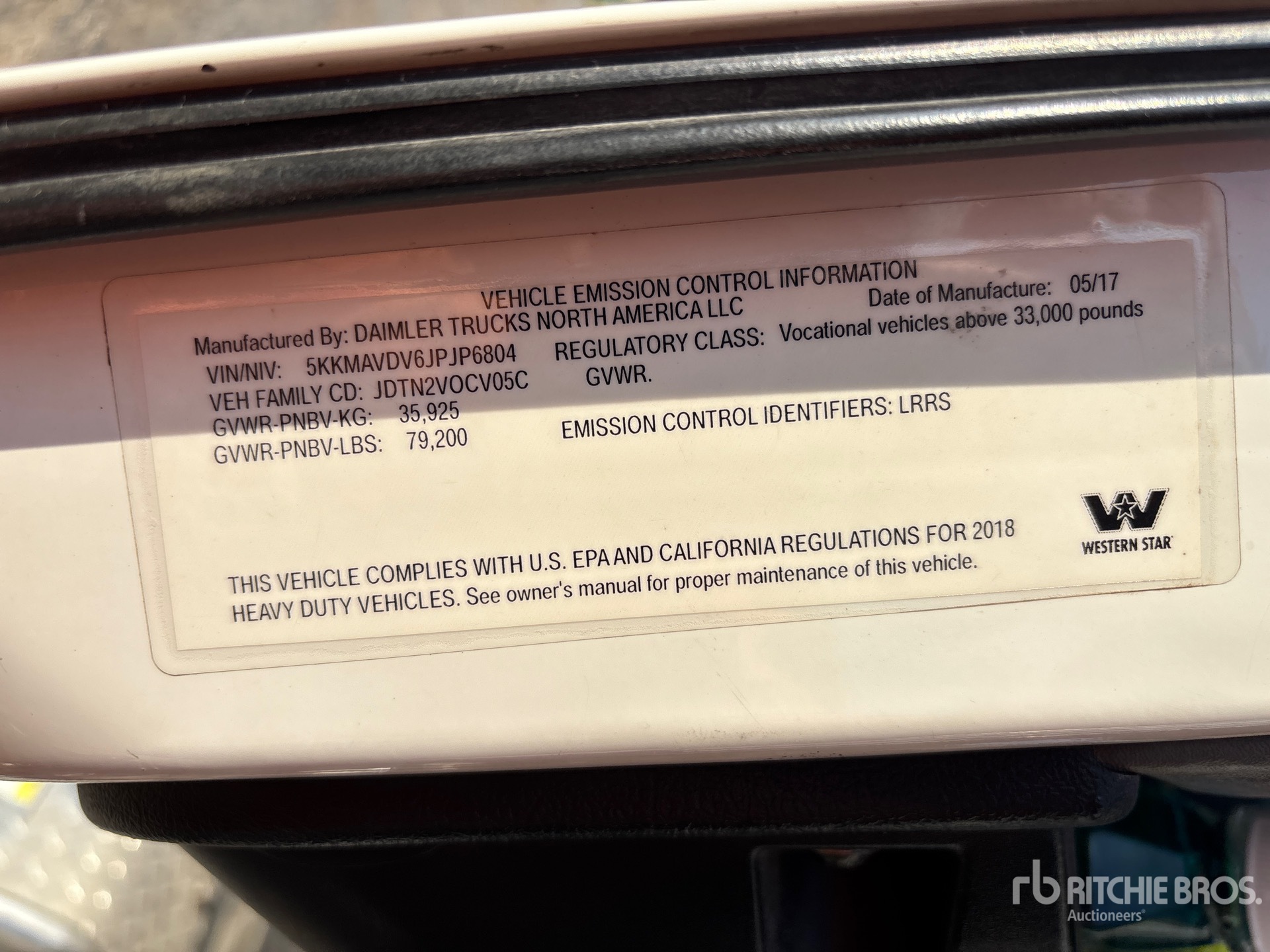 General Appearance with Serial Number / VIN