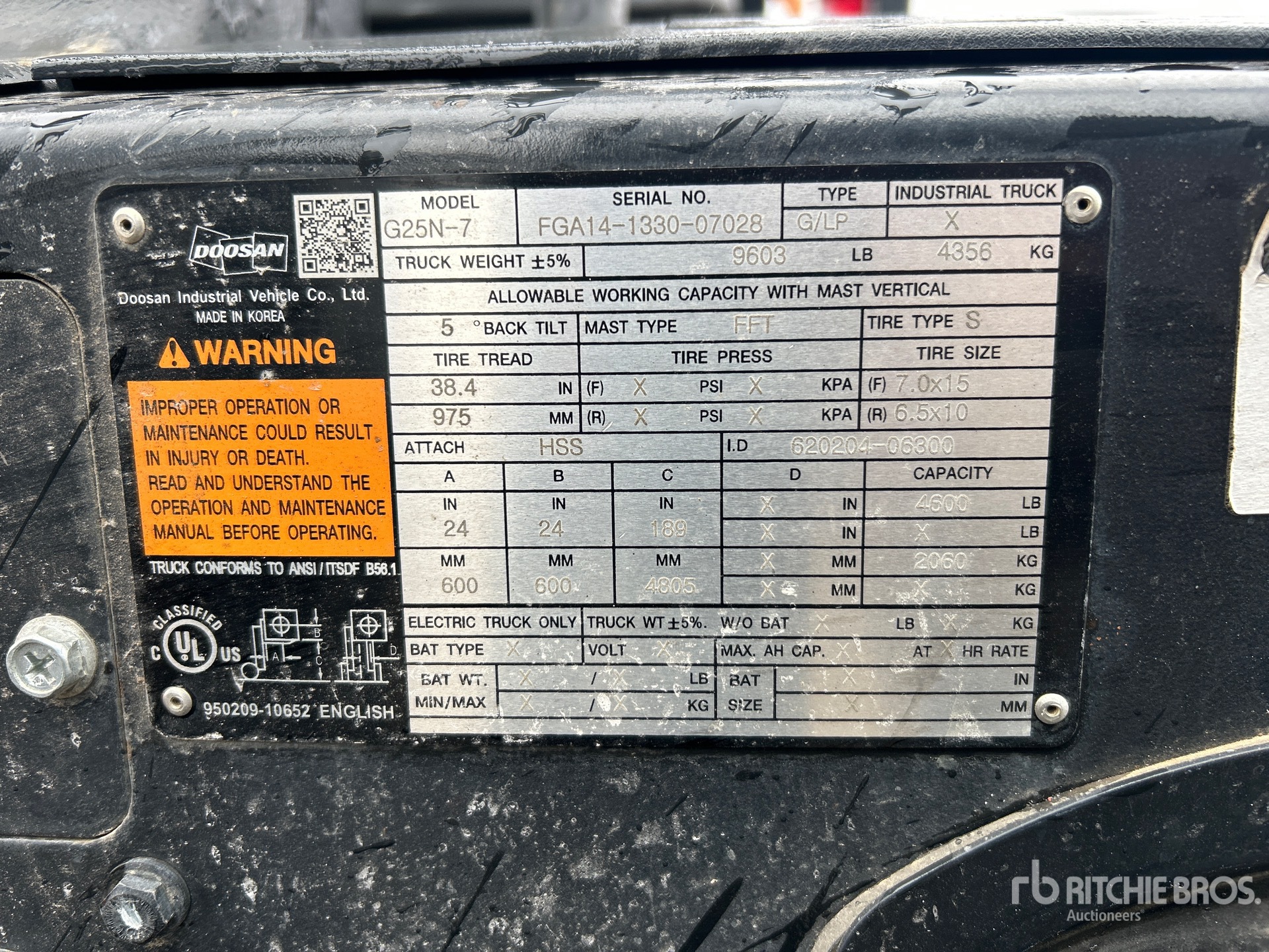 General Appearance with Serial Number / VIN