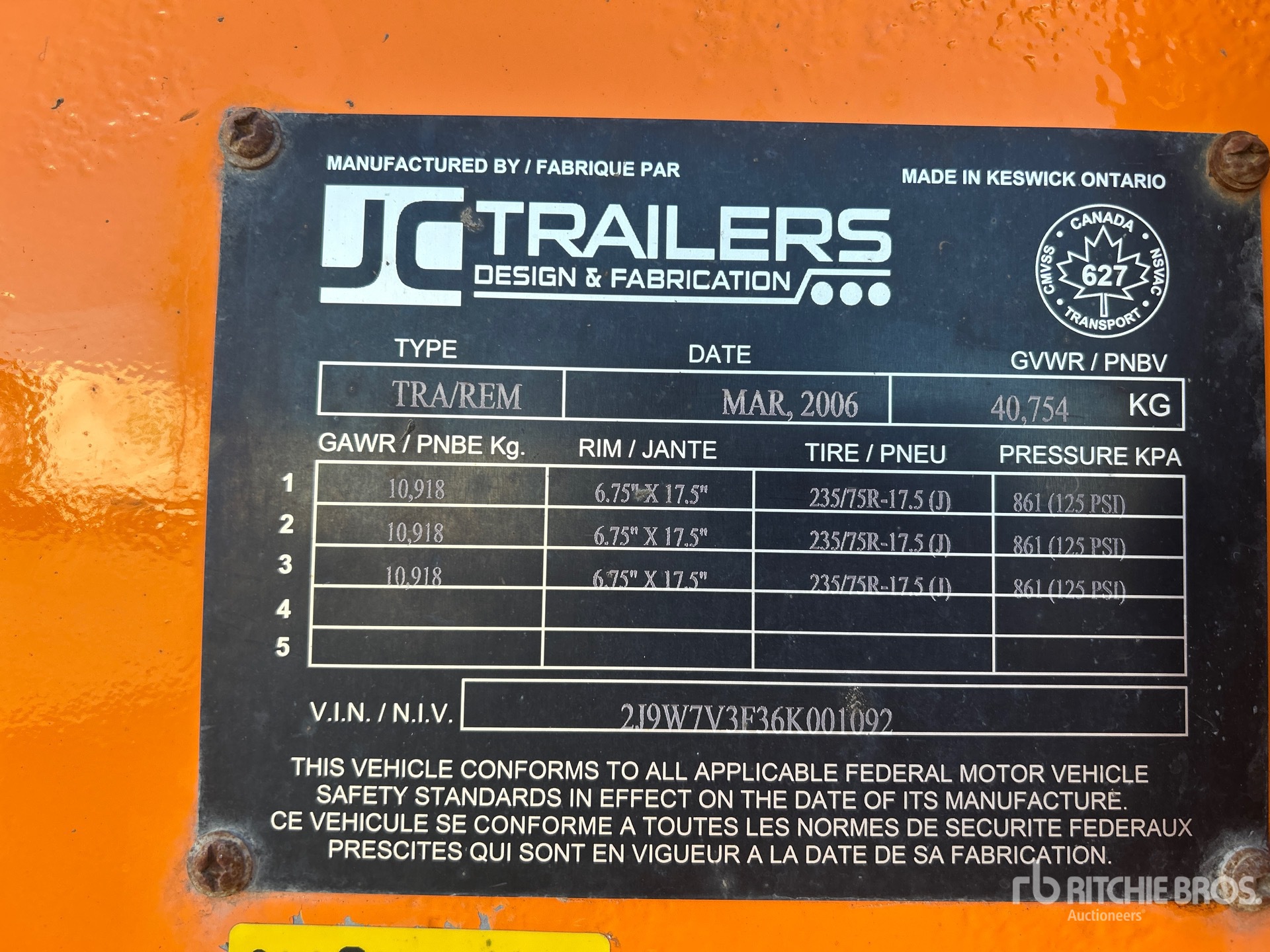 General Appearance with N.º de serie/VIN