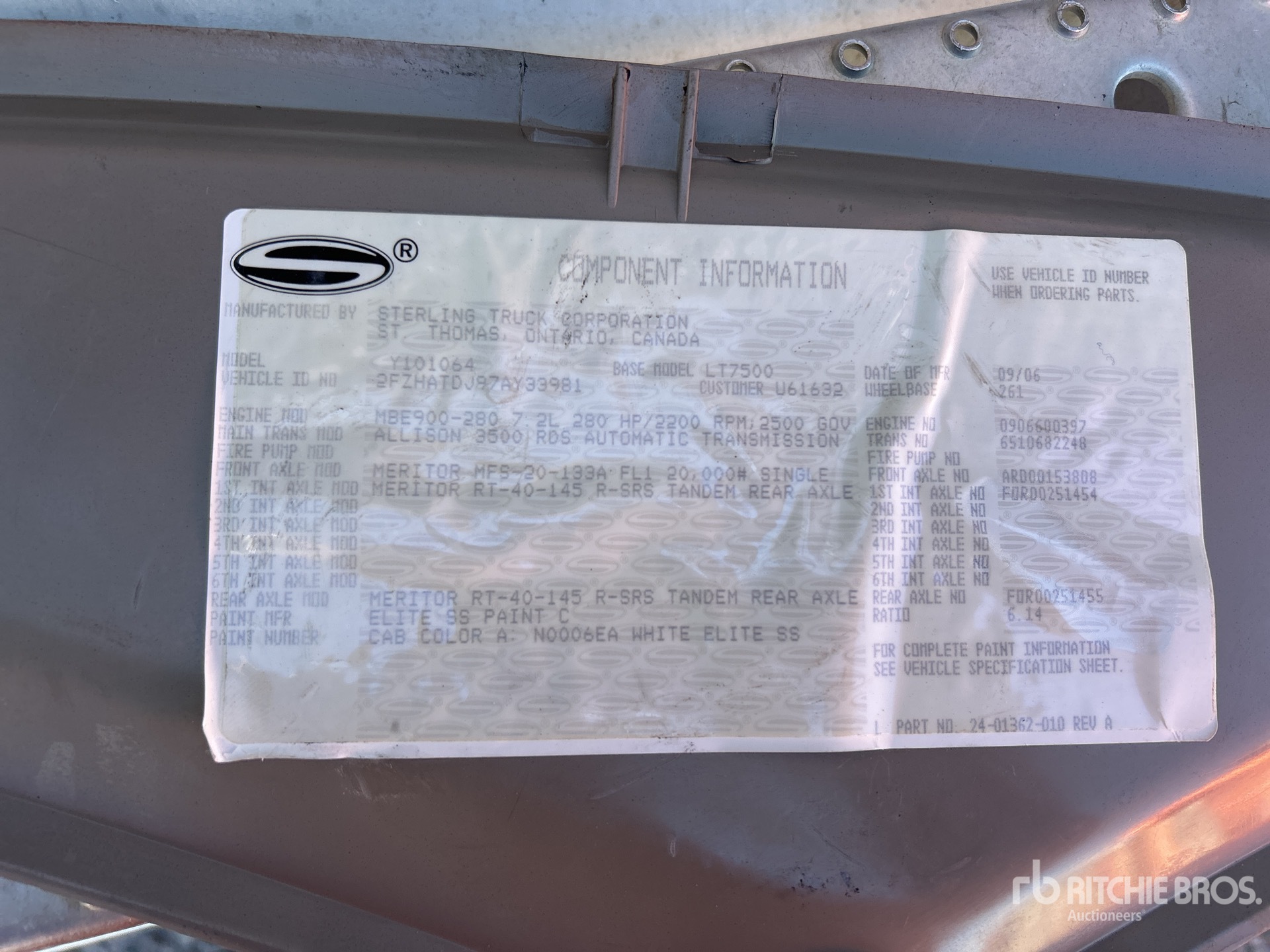 General Appearance with Serial Number / VIN