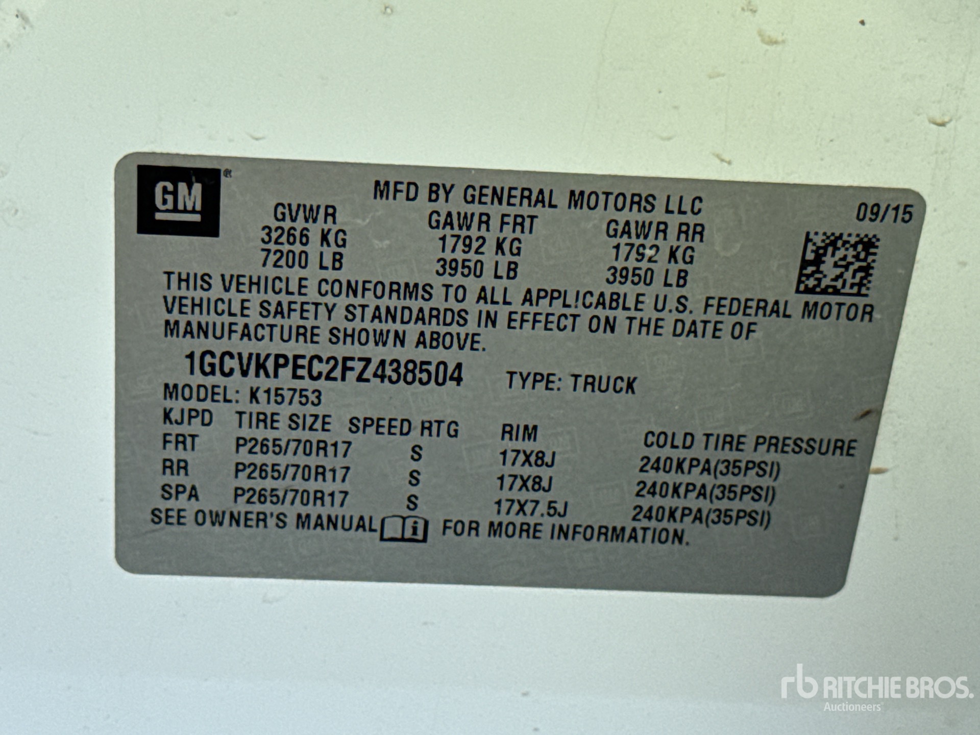 General Appearance with Serial Number / VIN