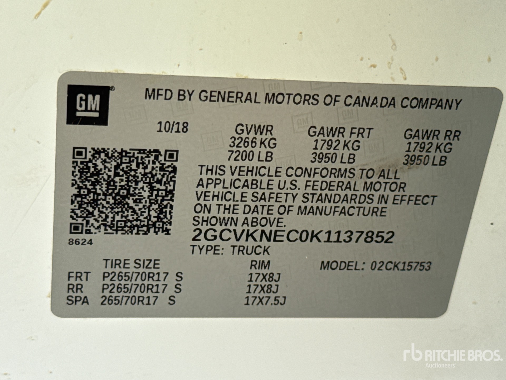 General Appearance with Serial Number / VIN