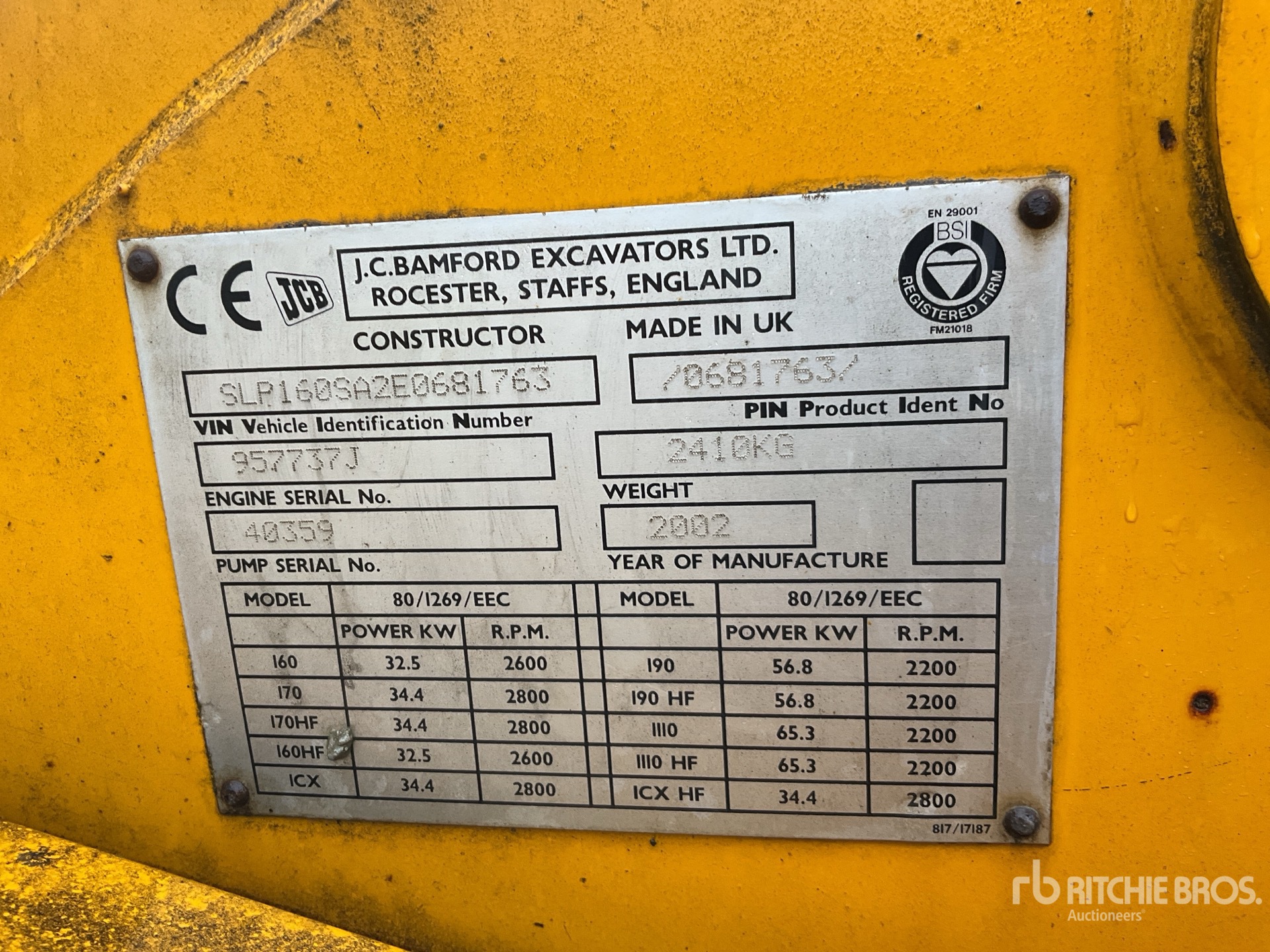 General Appearance with Numéro de série/Numéro d'identification du véhicule automobile