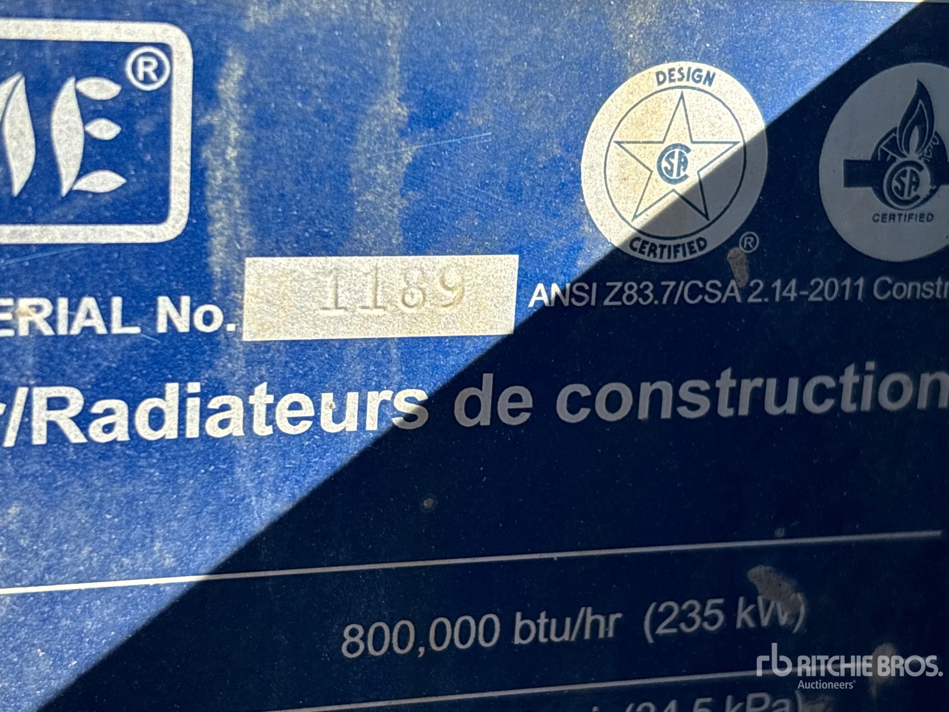 General Appearance with Serial Number / VIN