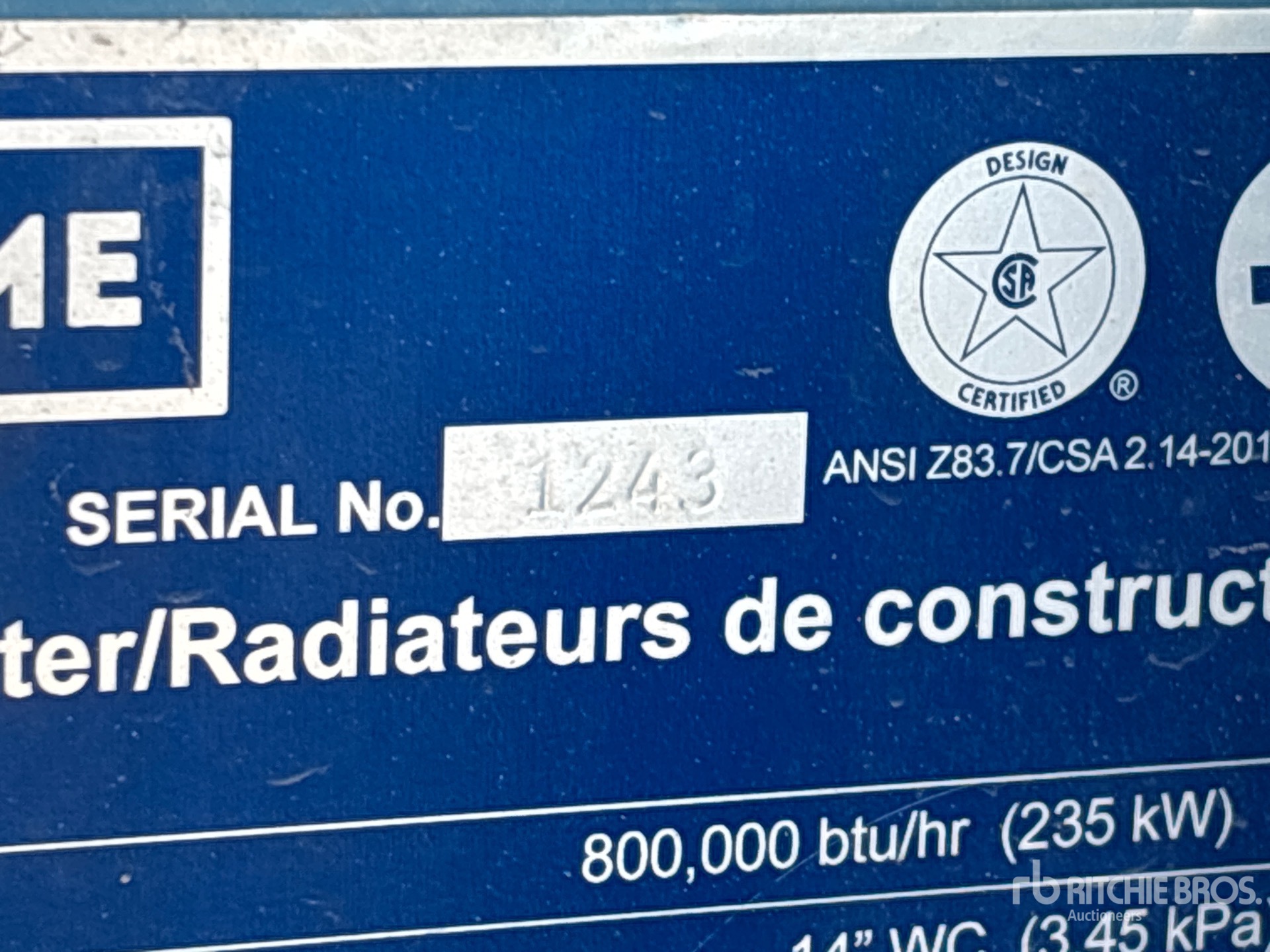 General Appearance with Serial Number / VIN