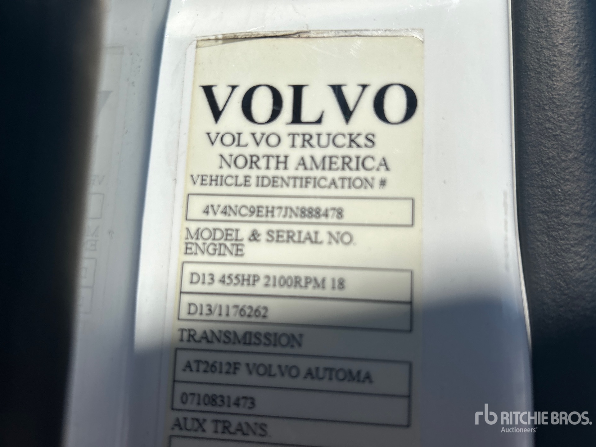 General Appearance with Serial Number / VIN