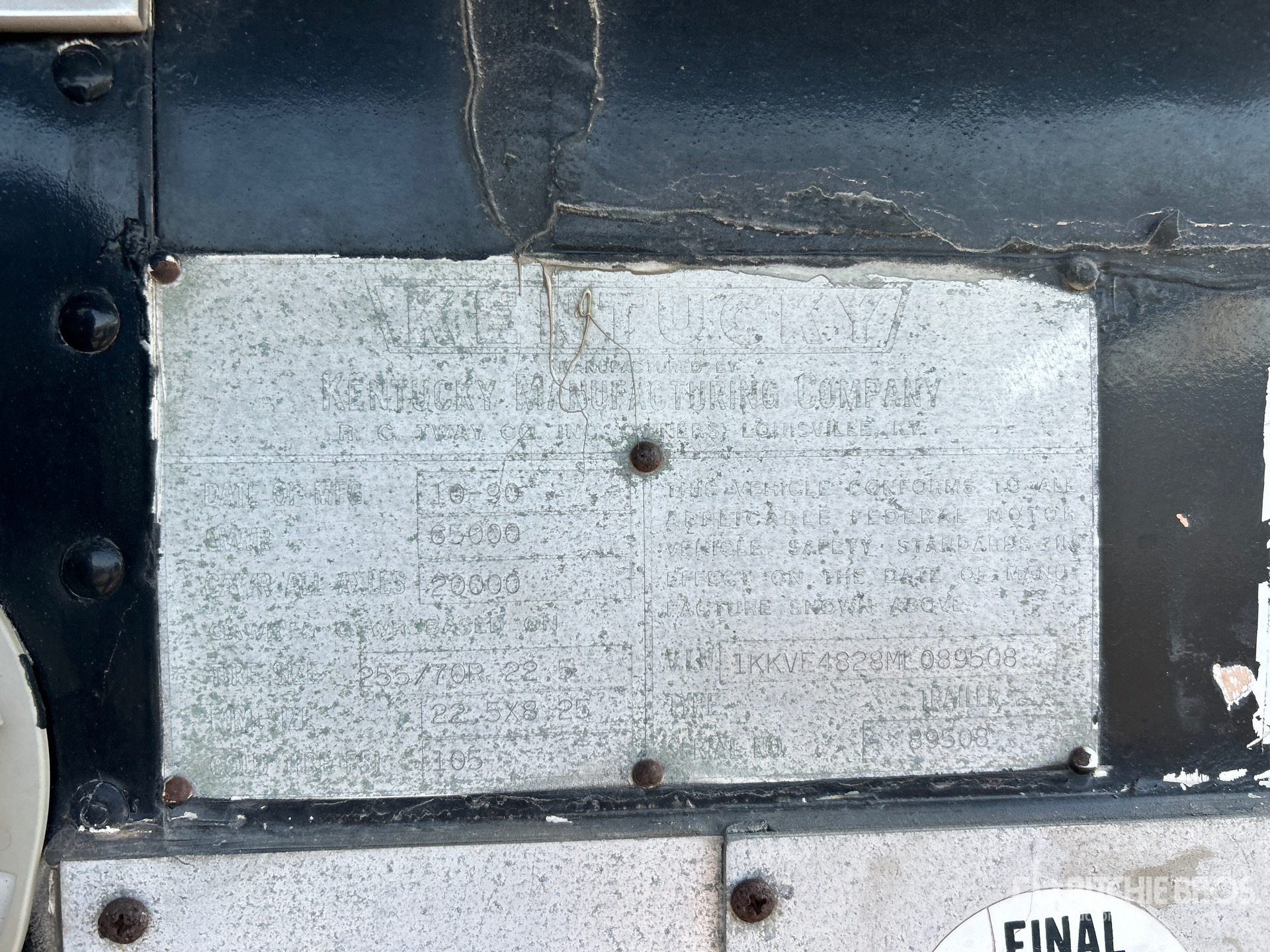 General Appearance with Serial Number / VIN