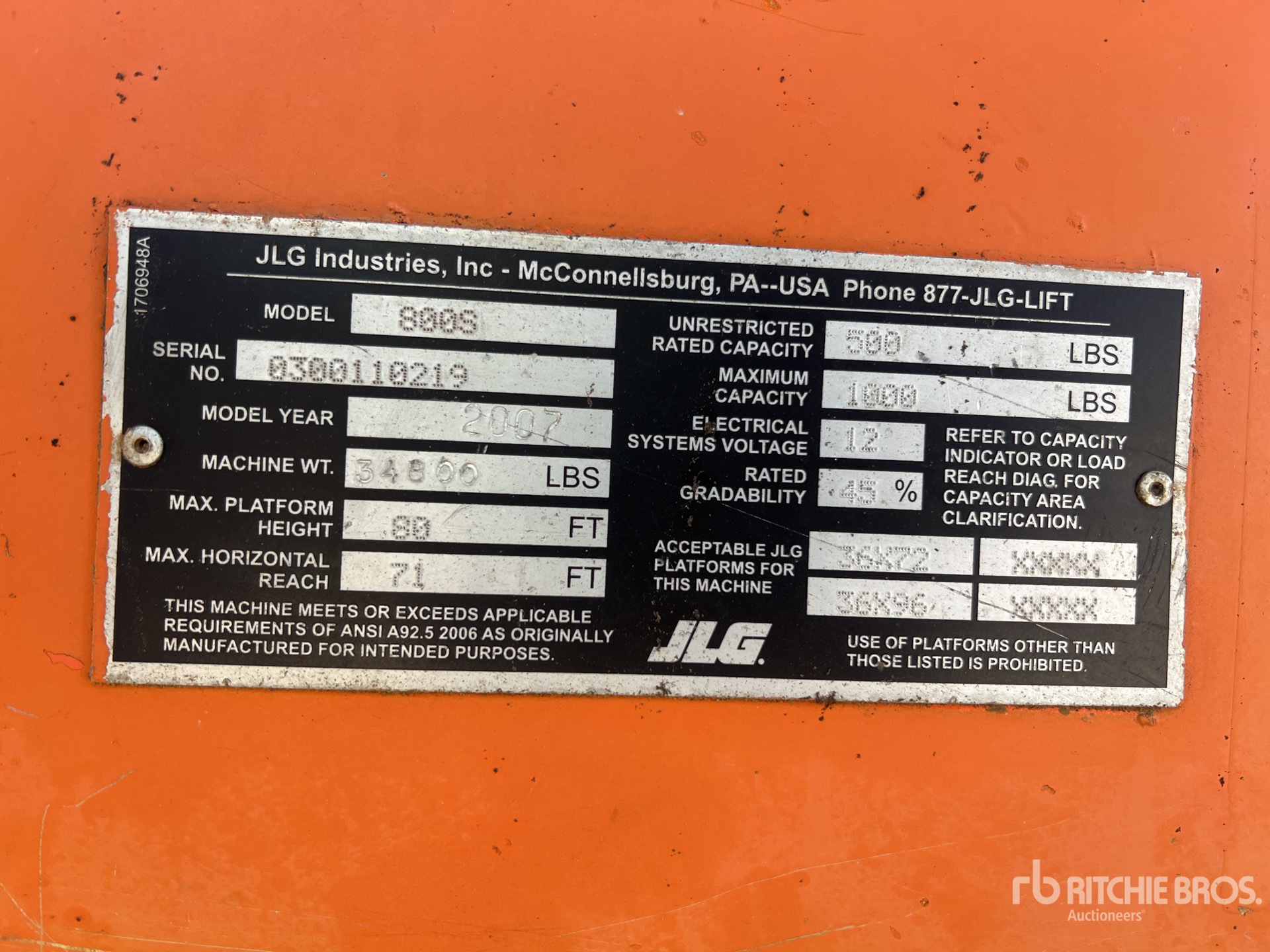 General Appearance with Serial Number / VIN