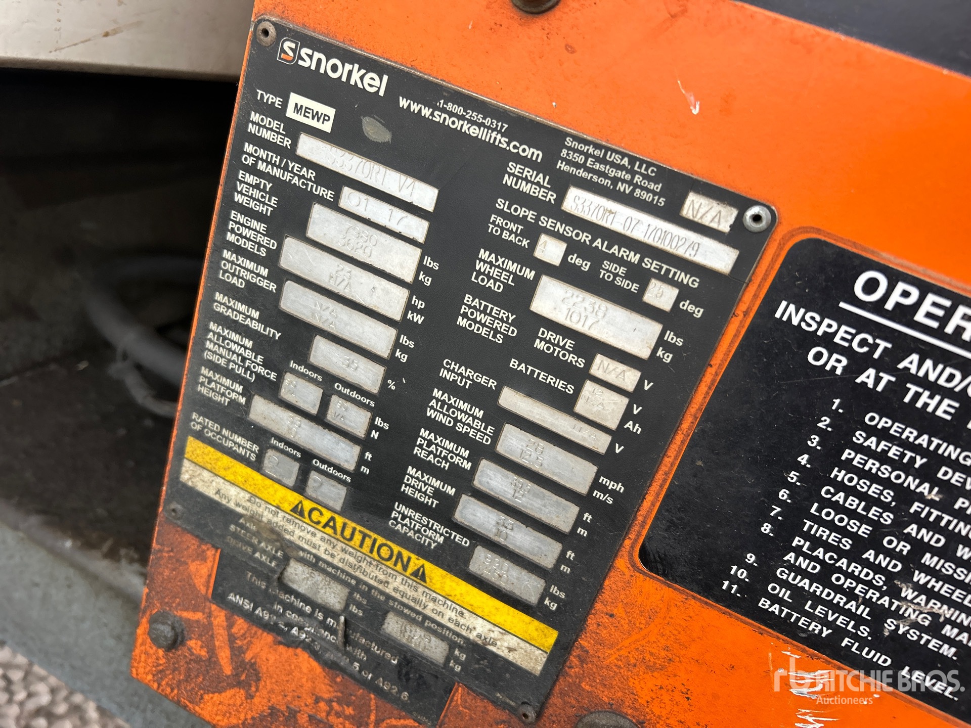 General Appearance with Serial Number / VIN