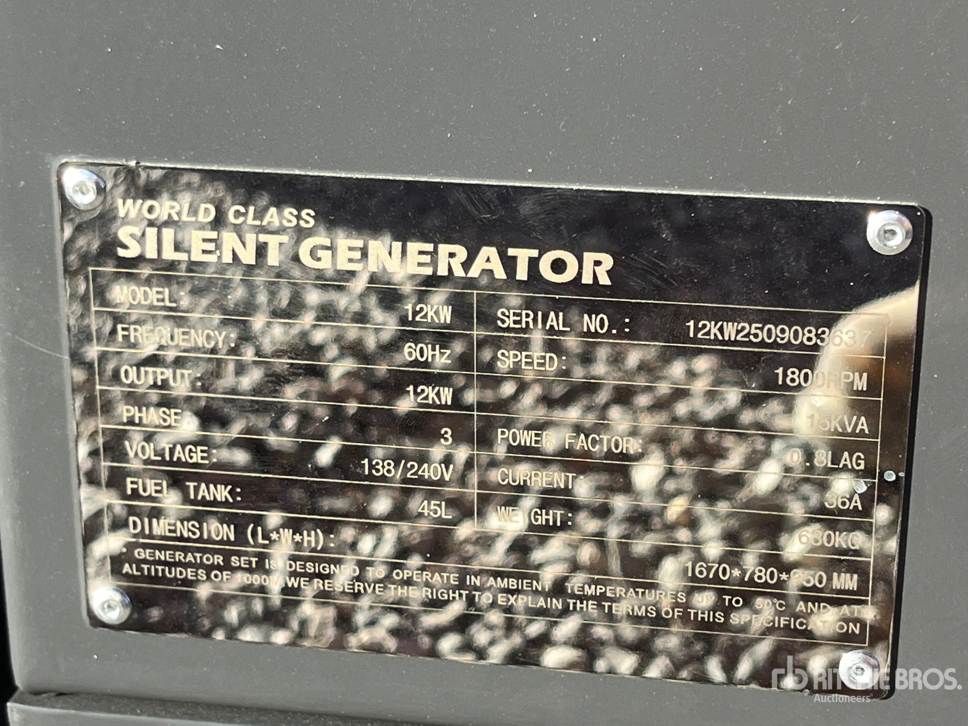 General Appearance with Serial Number / VIN