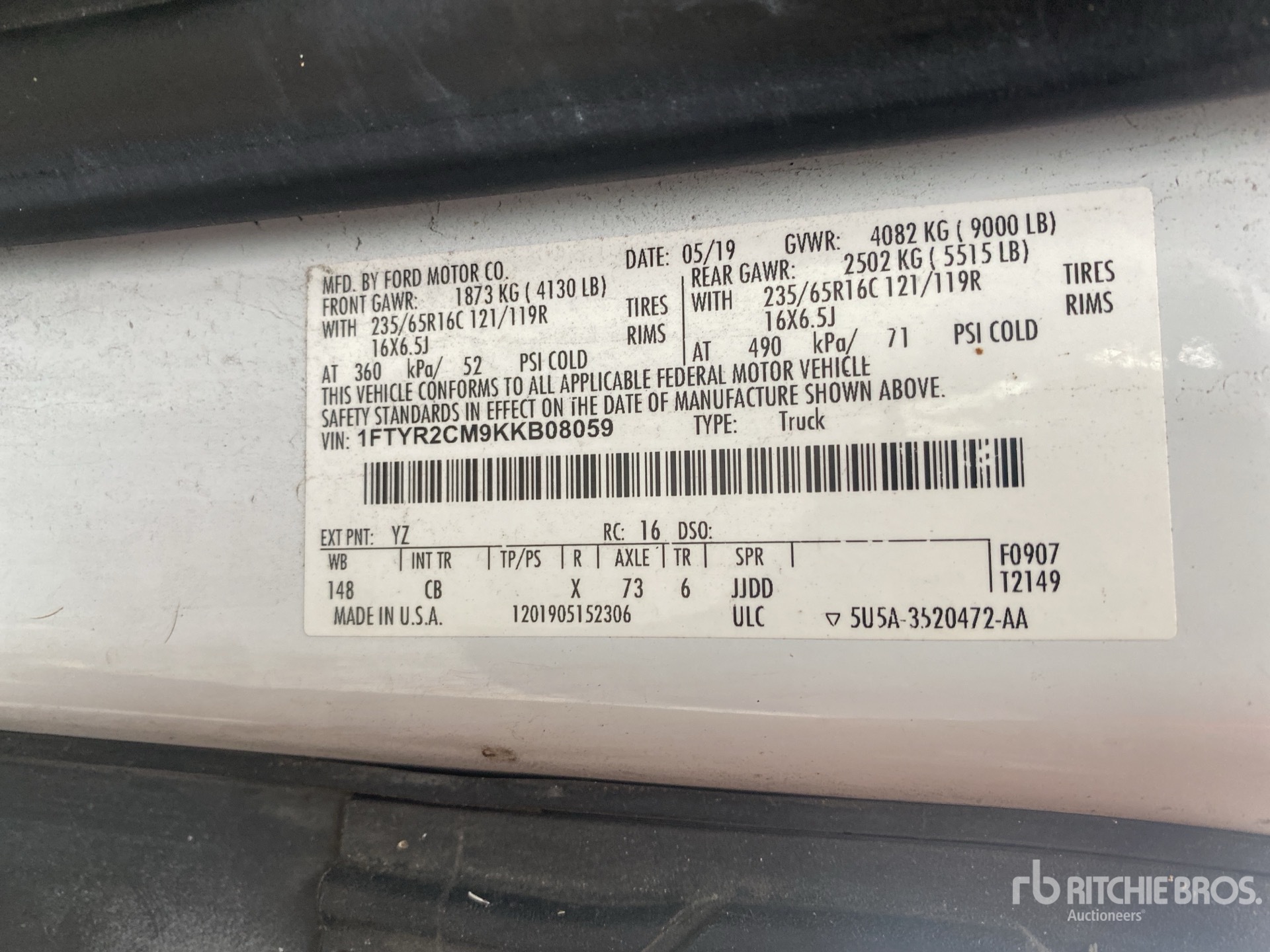 General Appearance with Serial Number / VIN