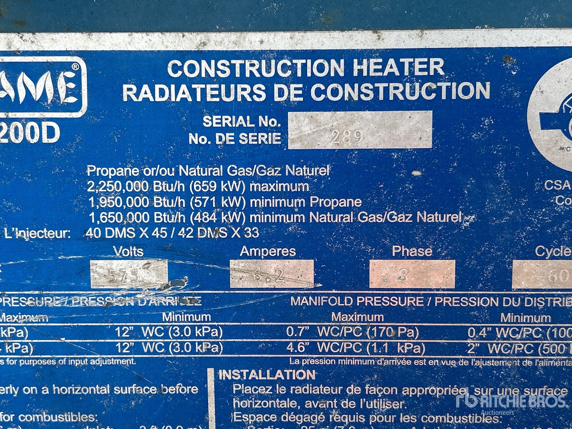 General Appearance with Serial Number / VIN