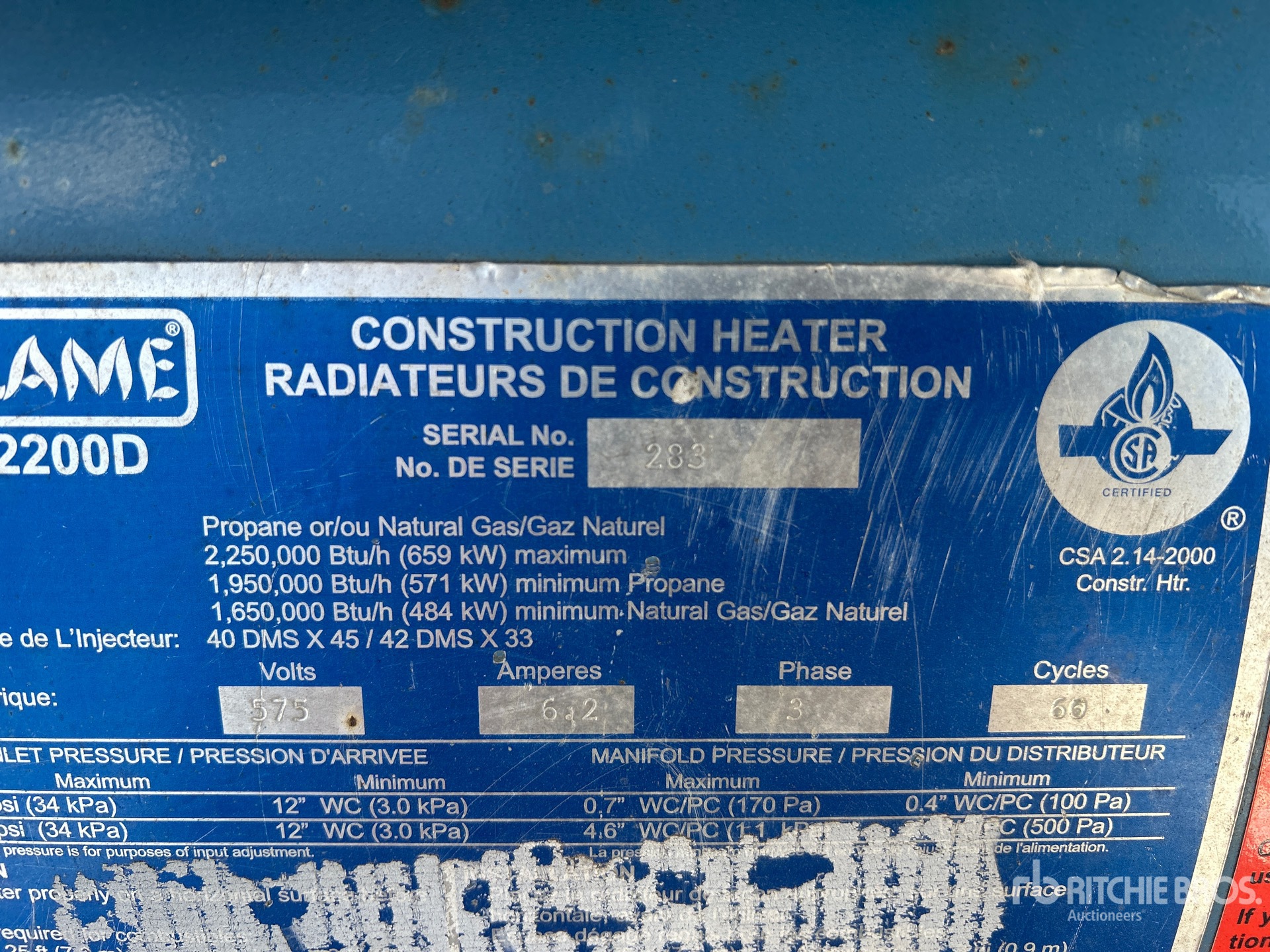 General Appearance with Serial Number / VIN