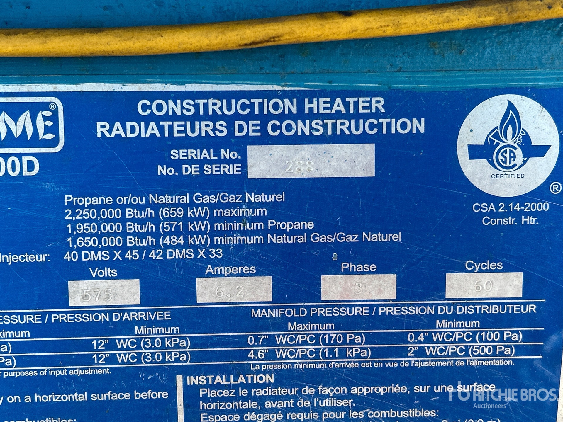 General Appearance with Serial Number / VIN