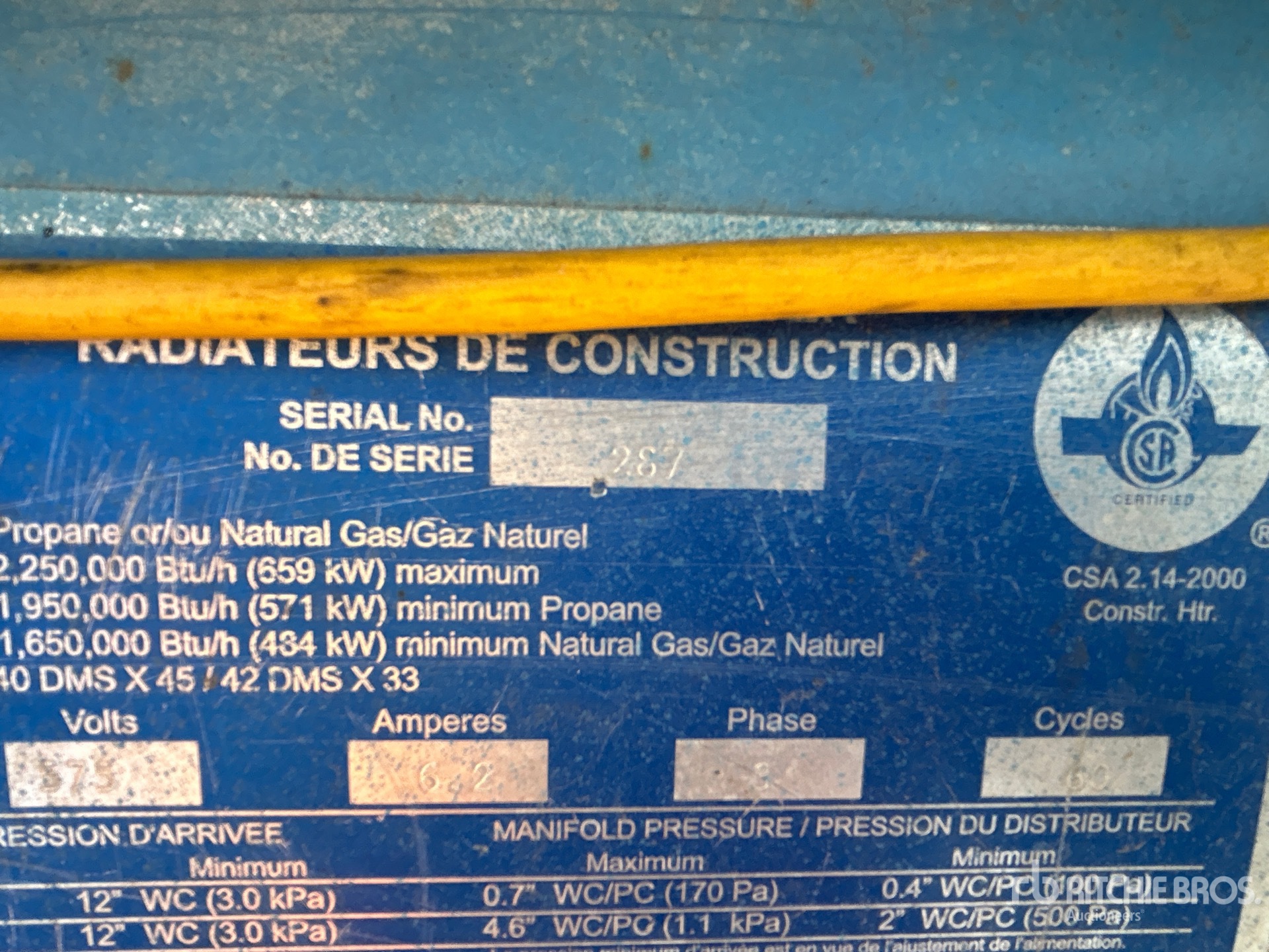 General Appearance with Serial Number / VIN