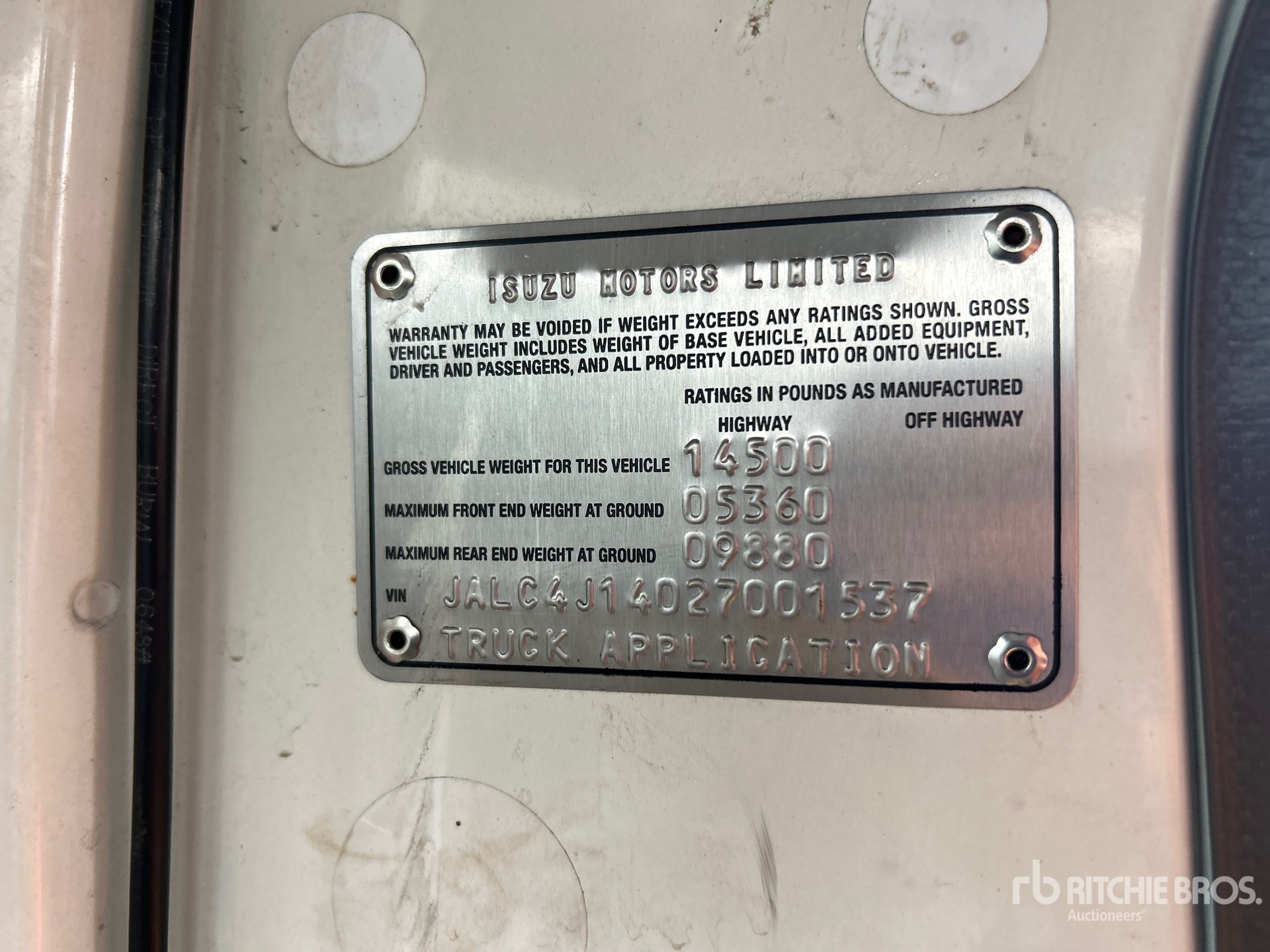 General Appearance with Serial Number / VIN