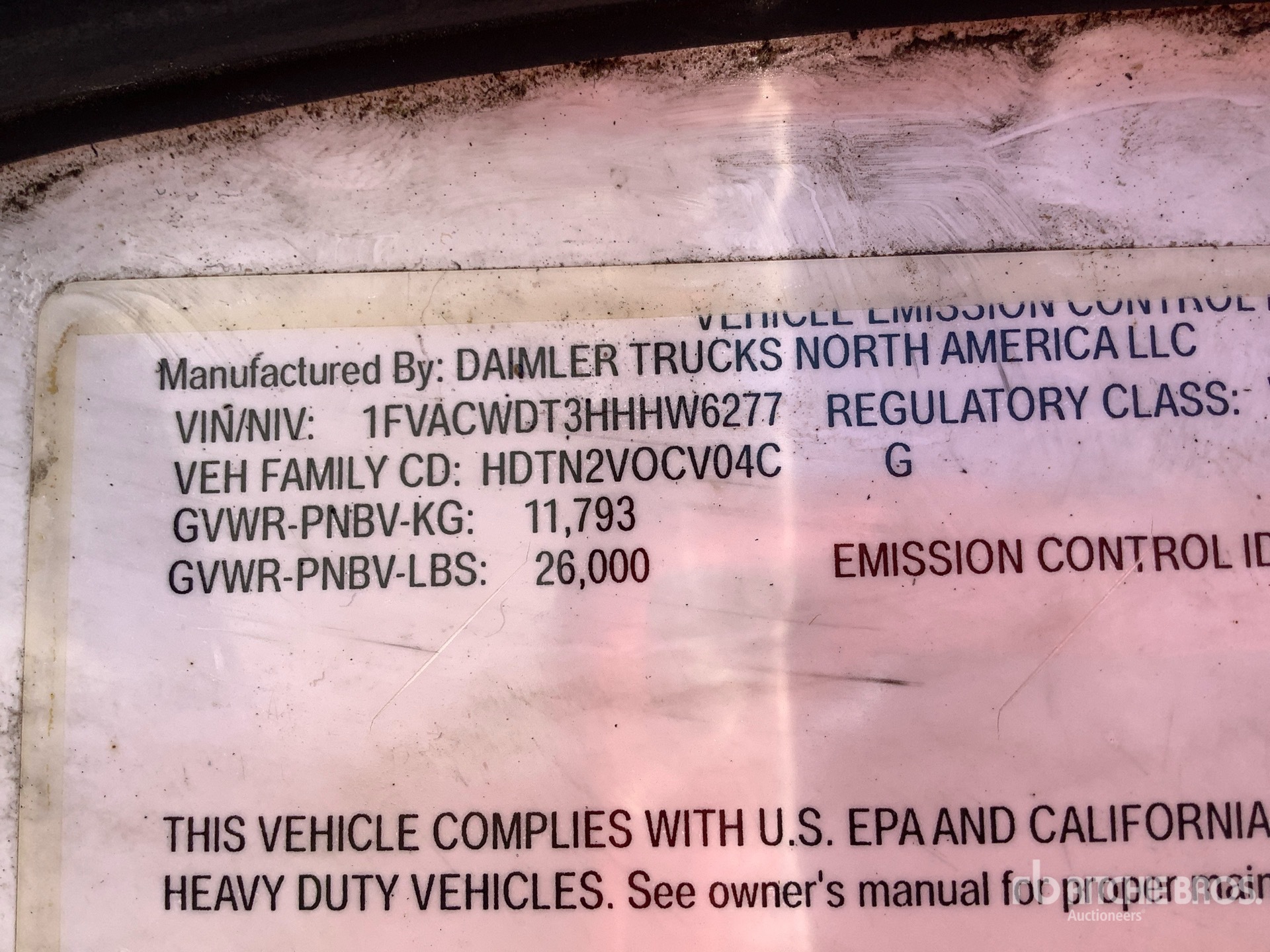 General Appearance with Serial Number / VIN