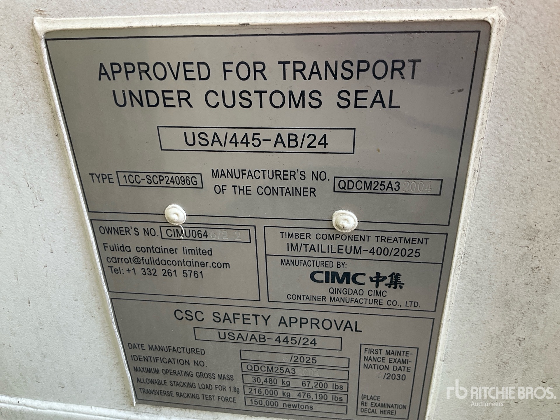 General Appearance with Serial Number / VIN