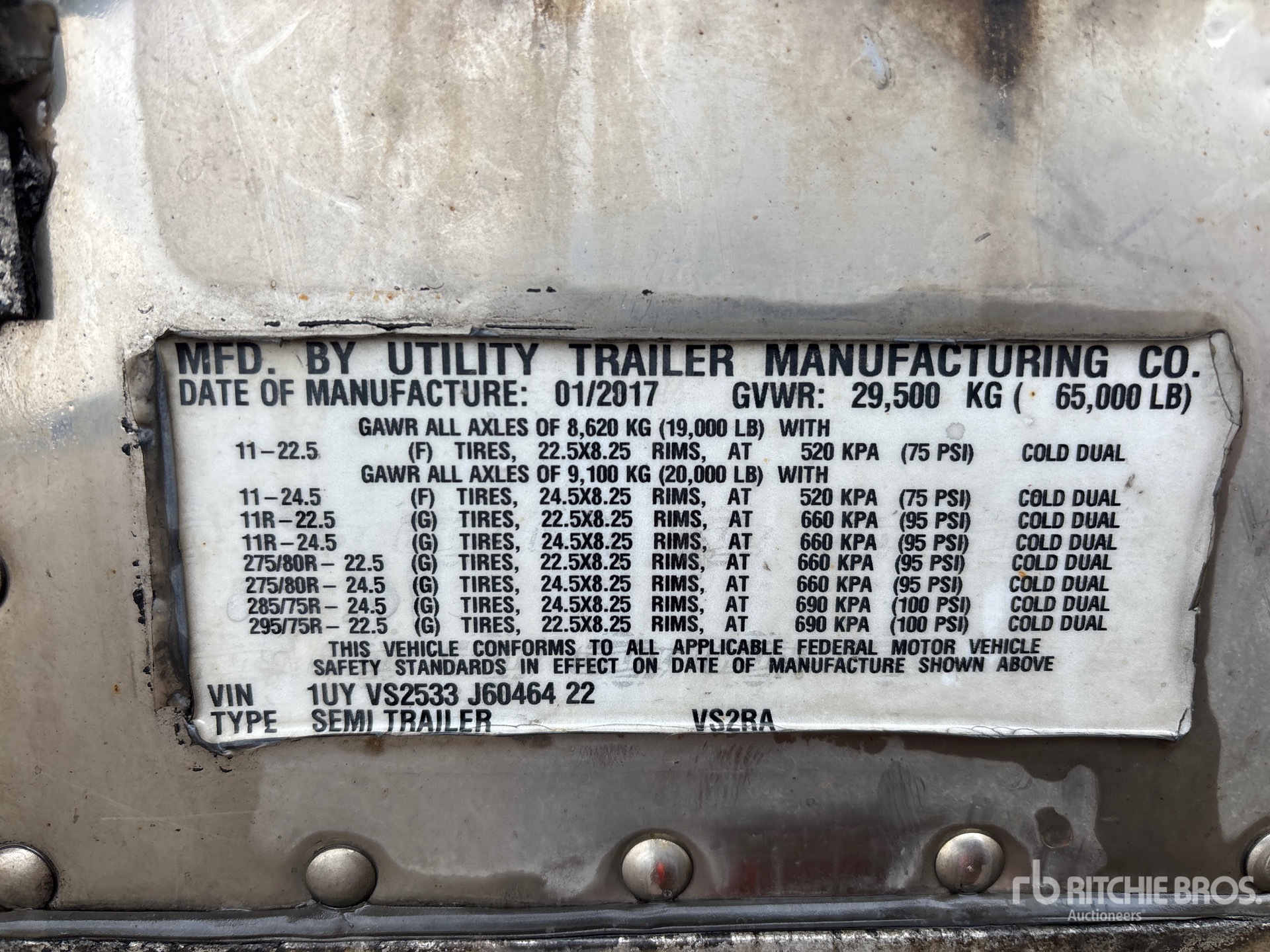 General Appearance with Serial Number / VIN