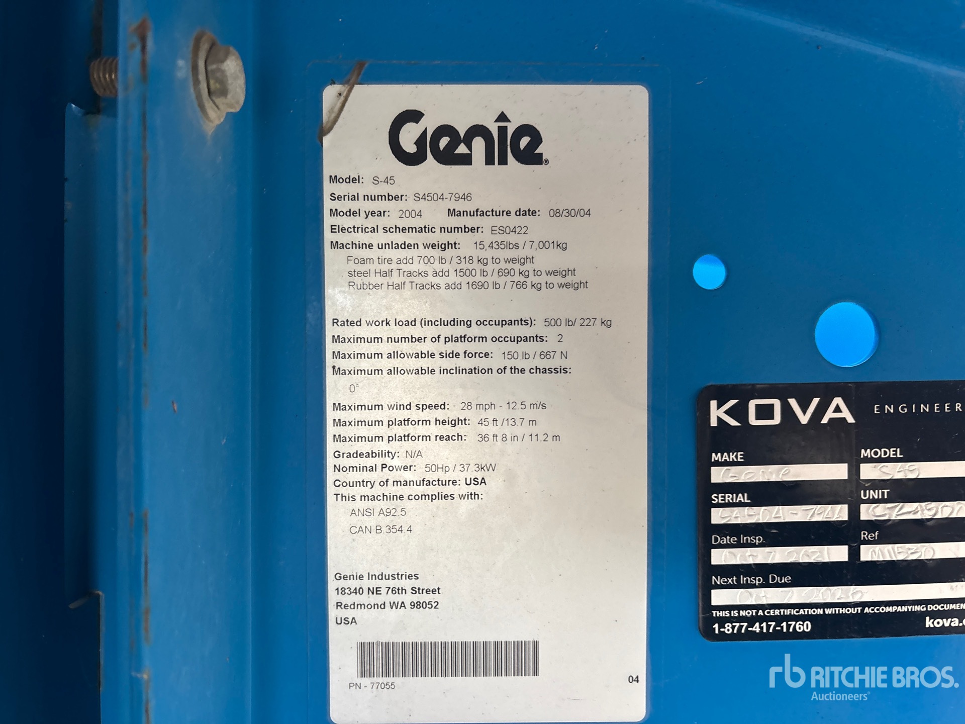 General Appearance with Serial Number / VIN