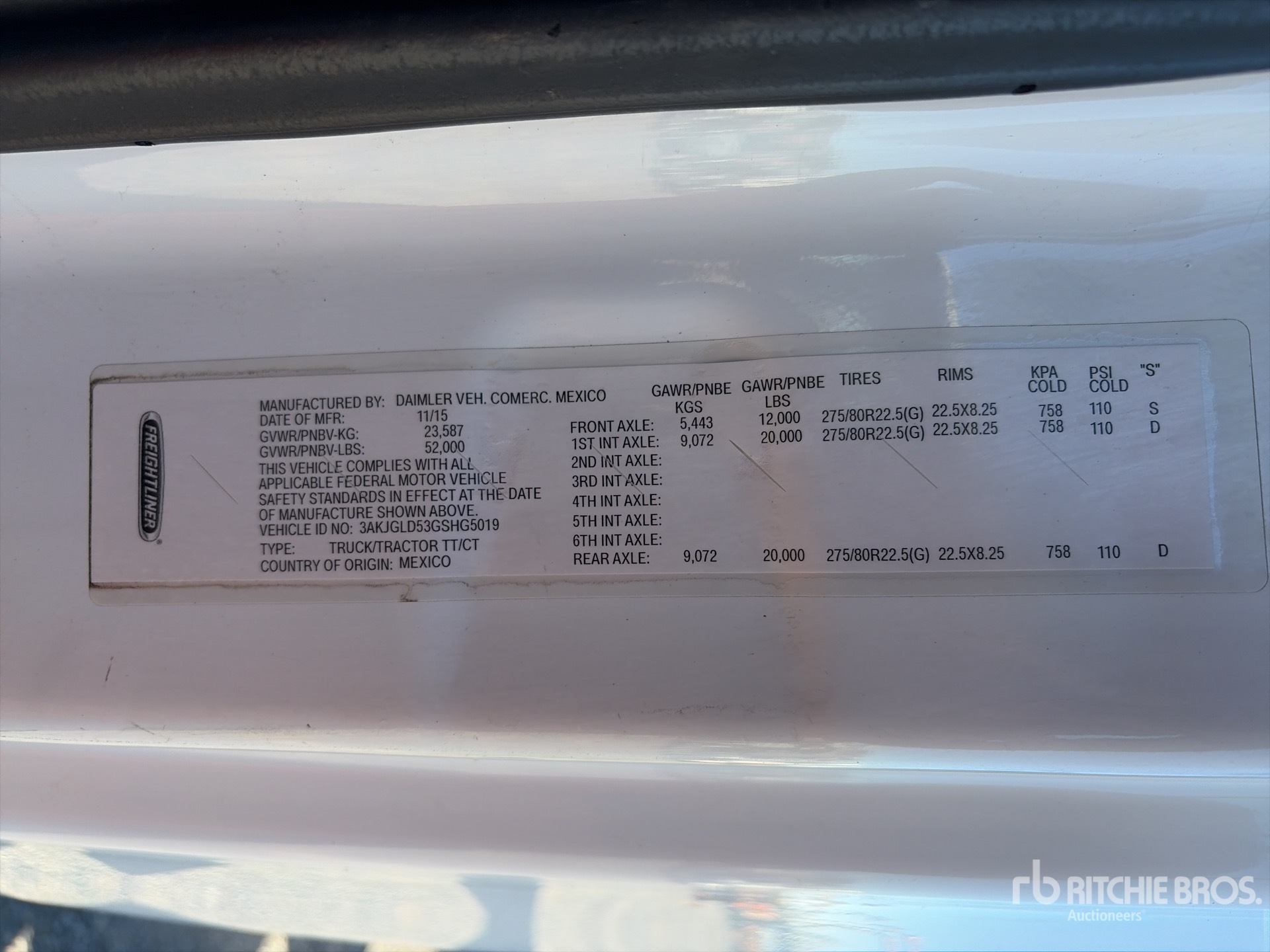 General Appearance with Serial Number / VIN